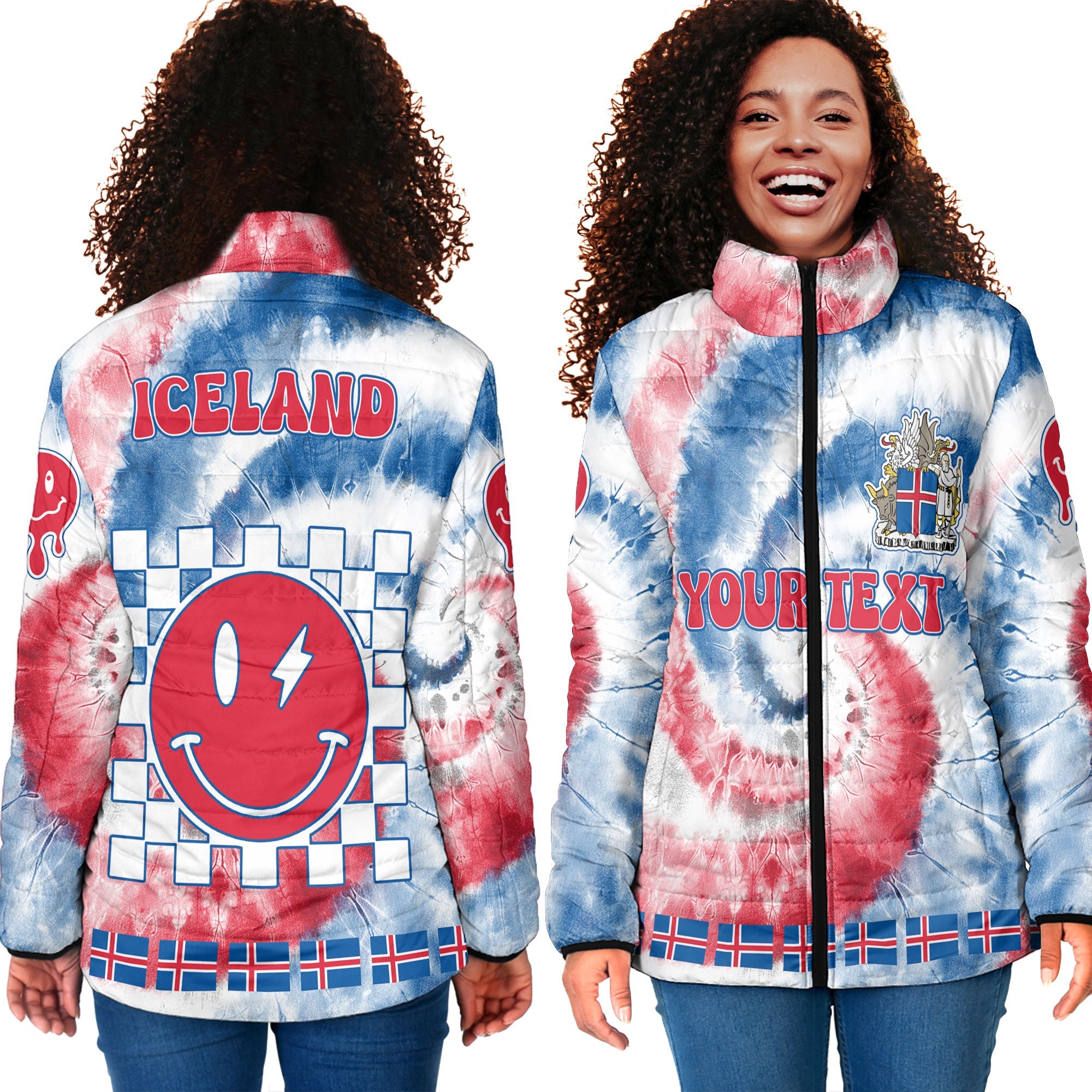 Iceland Women Padded Jacket Custom Tie Dye Style 4