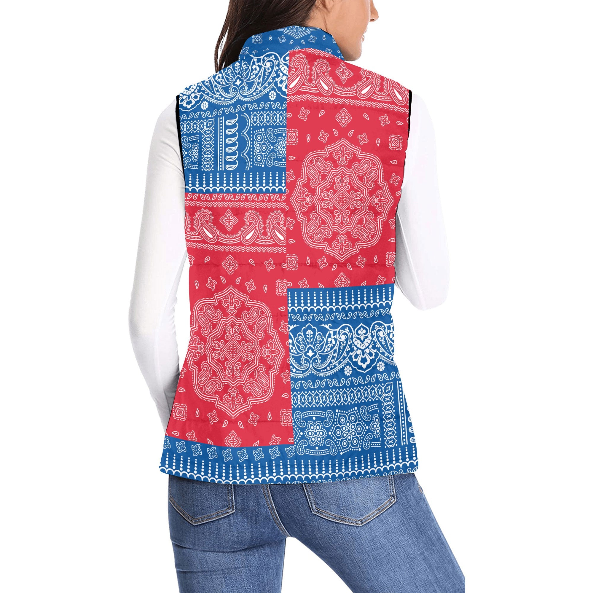 Iceland Women Padded Jacket Vest Flag And Paisley Basic Style 2