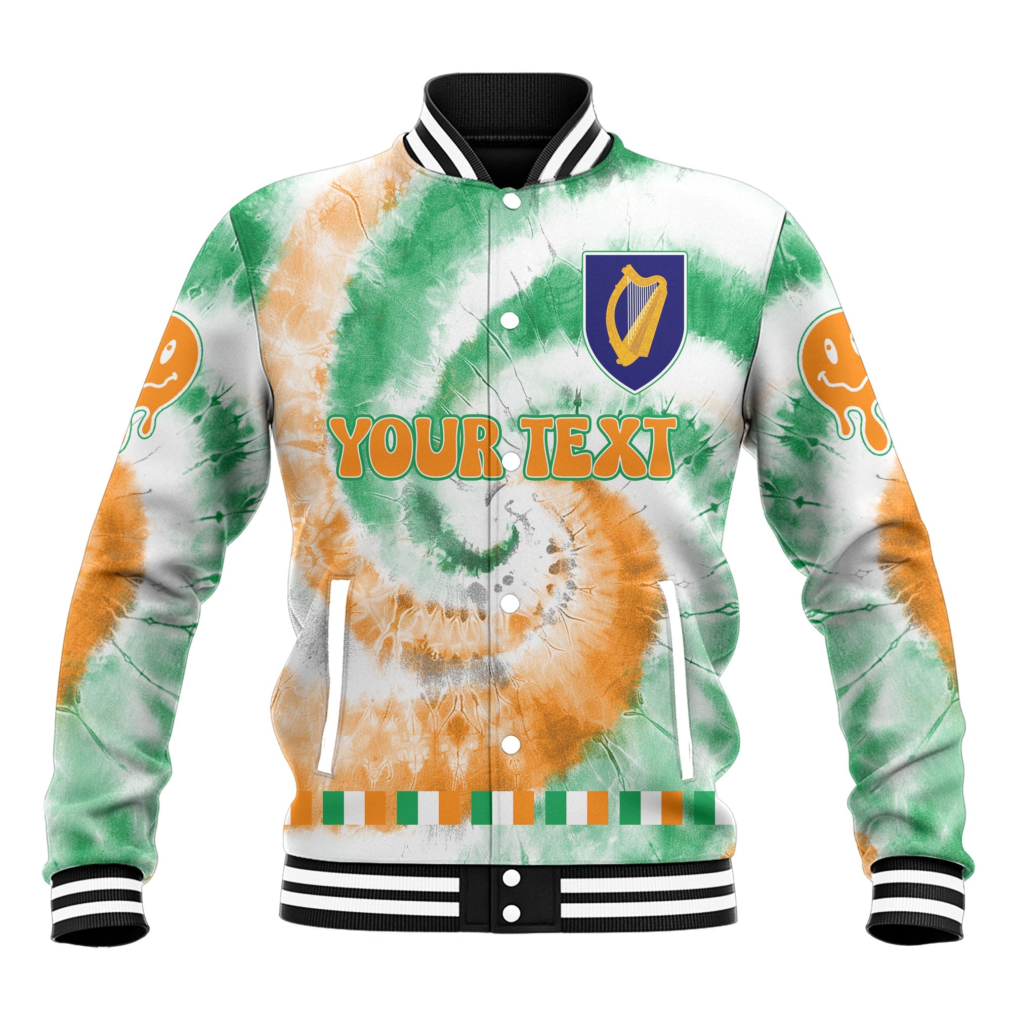 Ireland Baseball Jacket Custom Tie Dye Style 2