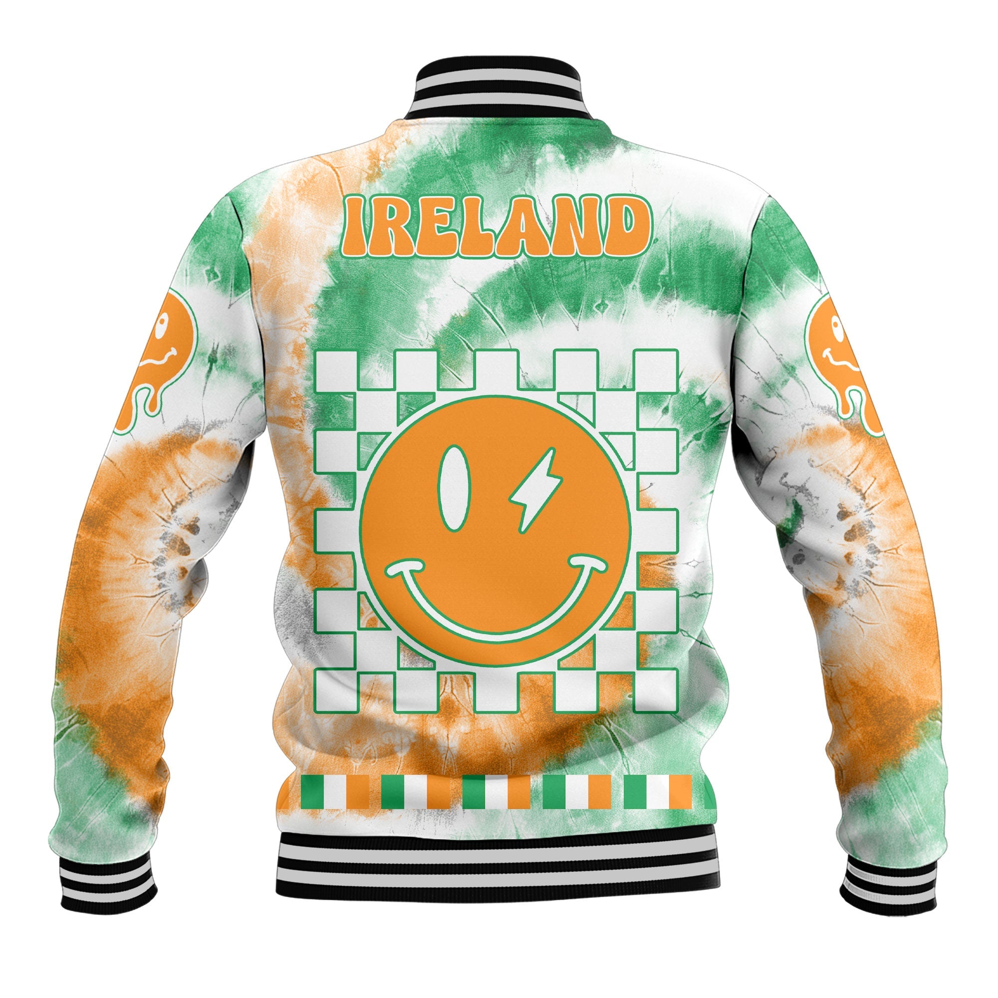 Ireland Baseball Jacket Custom Tie Dye Style 3