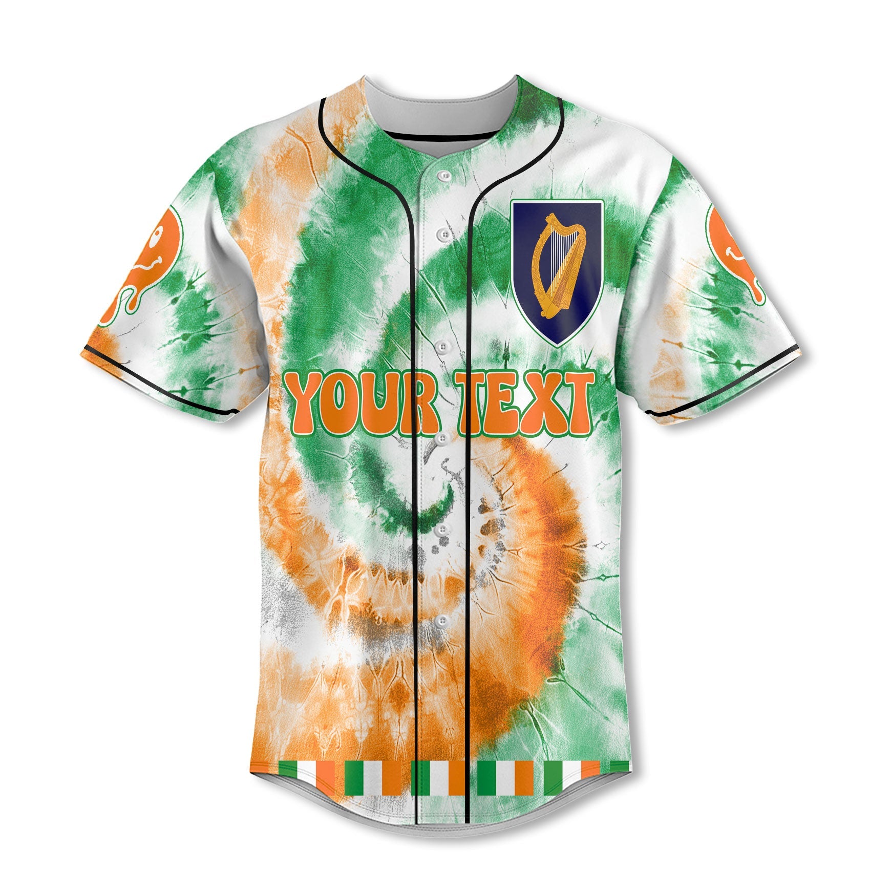 Ireland Baseball Jersey Custom Tie Dye Style 2