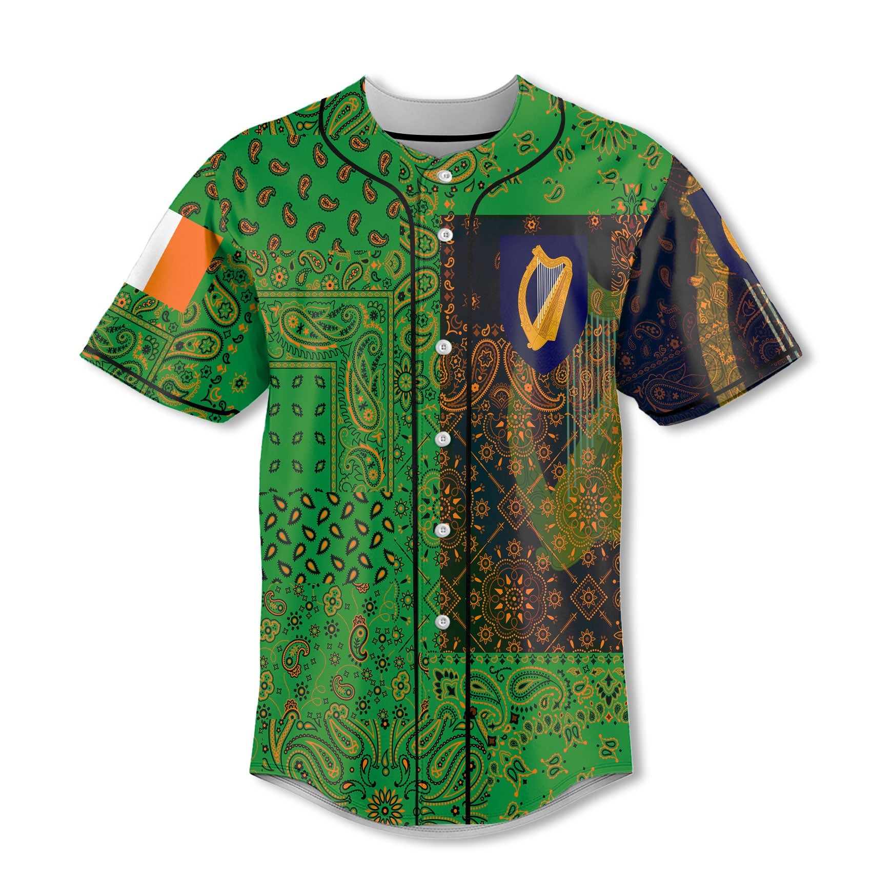 Ireland Baseball Jersey Paisley Flag And Skull Style 2