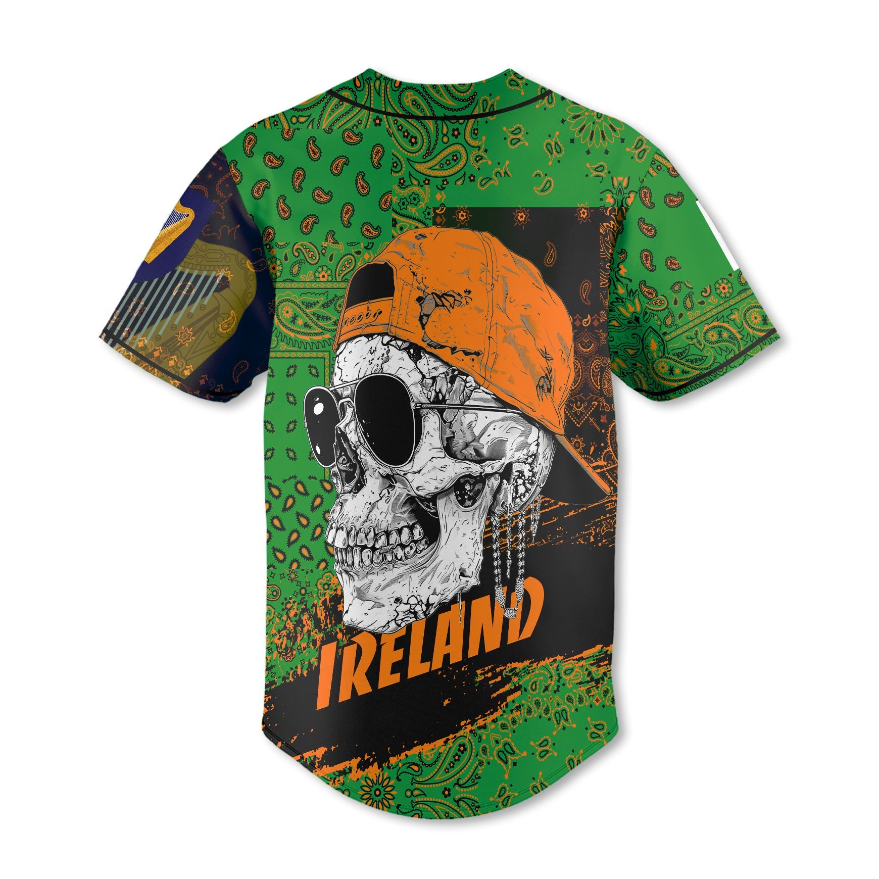 Ireland Baseball Jersey Paisley Flag And Skull Style 3