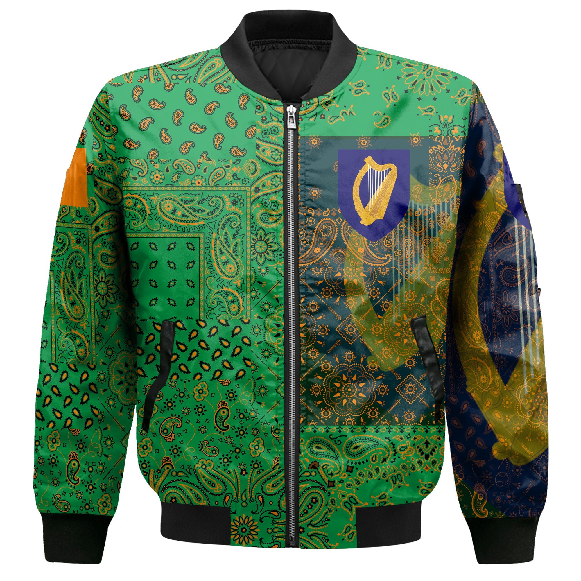 Ireland Bomber Jacket Paisley Flag And Skull Style 2