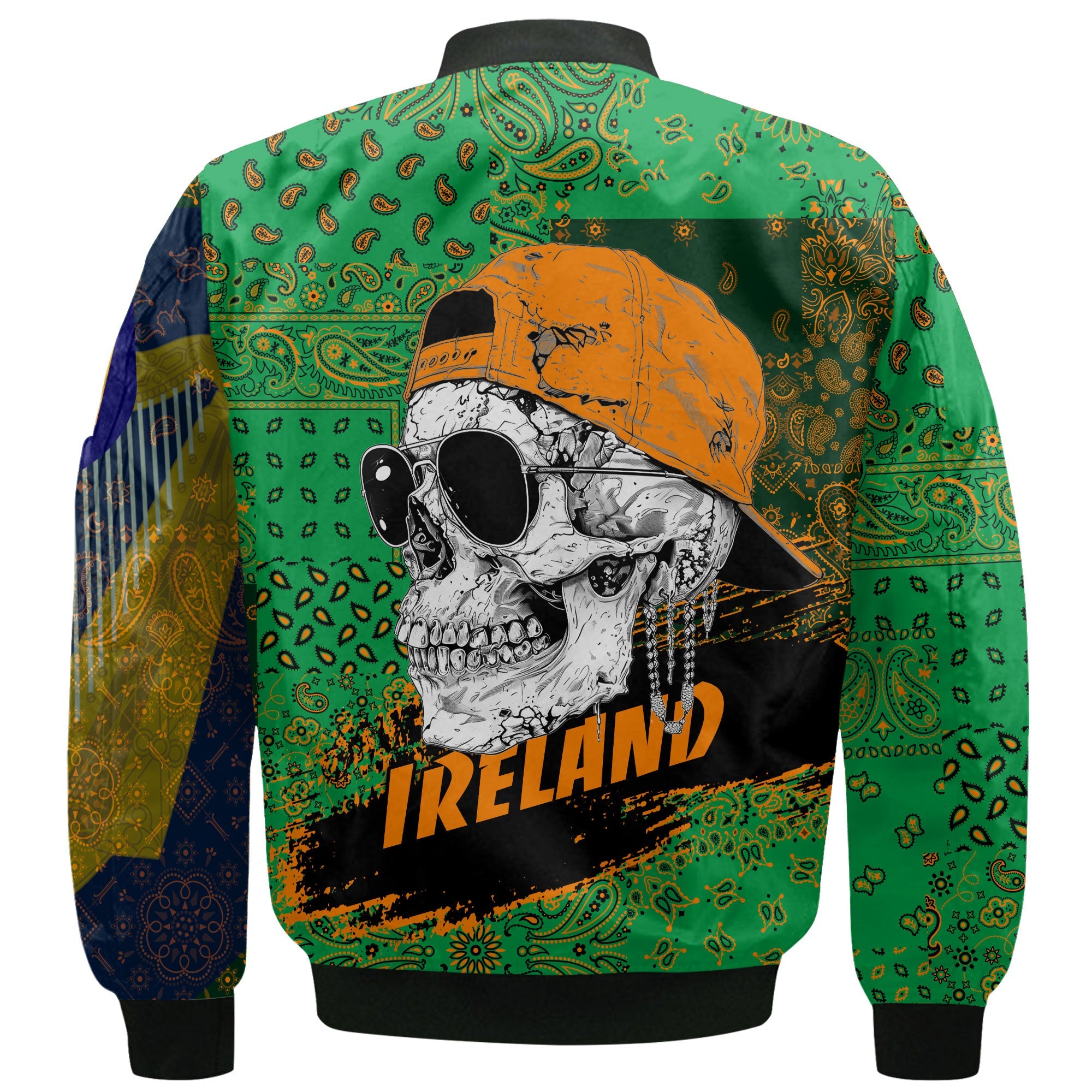 Ireland Bomber Jacket Paisley Flag And Skull Style 3