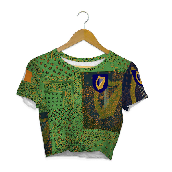 Ireland Croptop T Shirt Paisley Flag And Skull Style 1