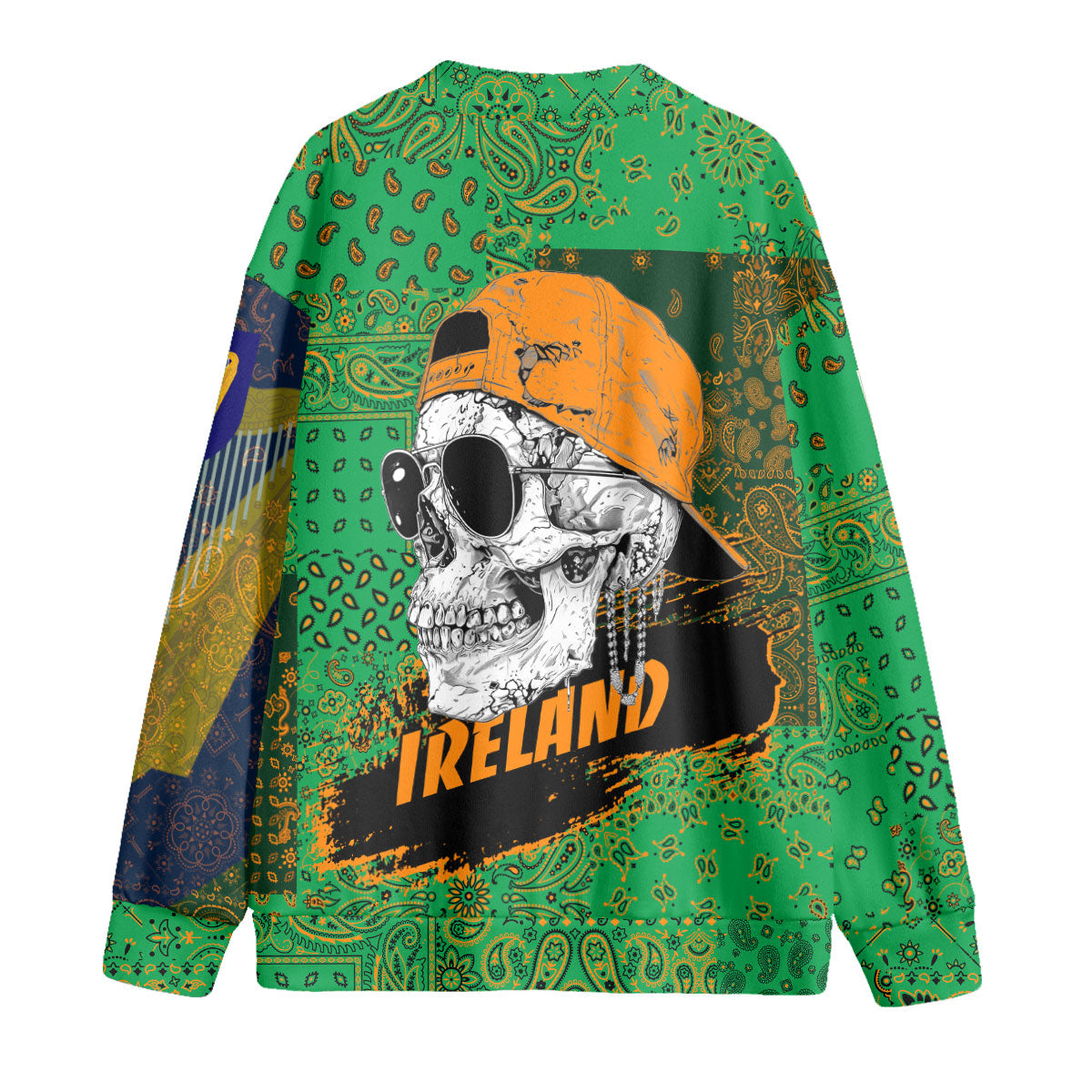 Ireland Fleece Cardigan Paisley Flag And Skull Style 2