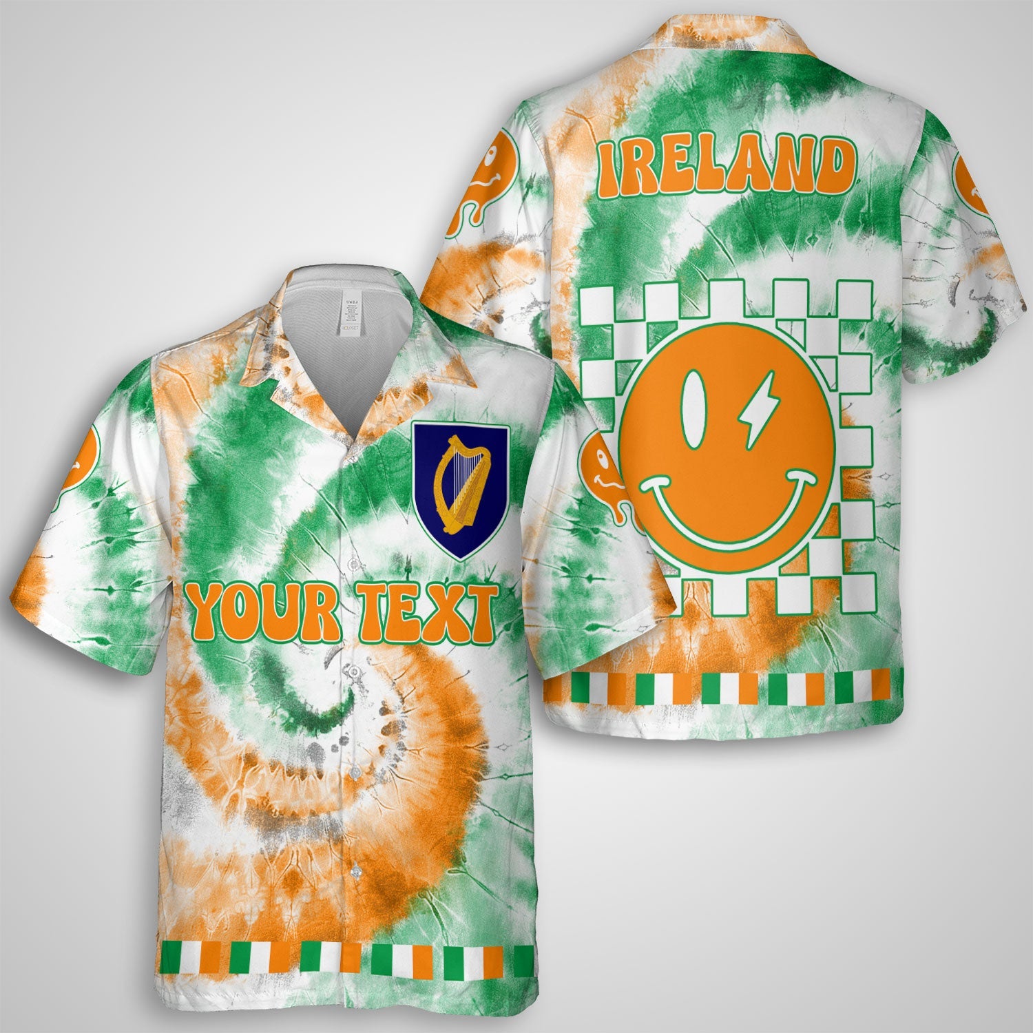 Ireland Hawaiian Shirt Custom Tie Dye Style 1