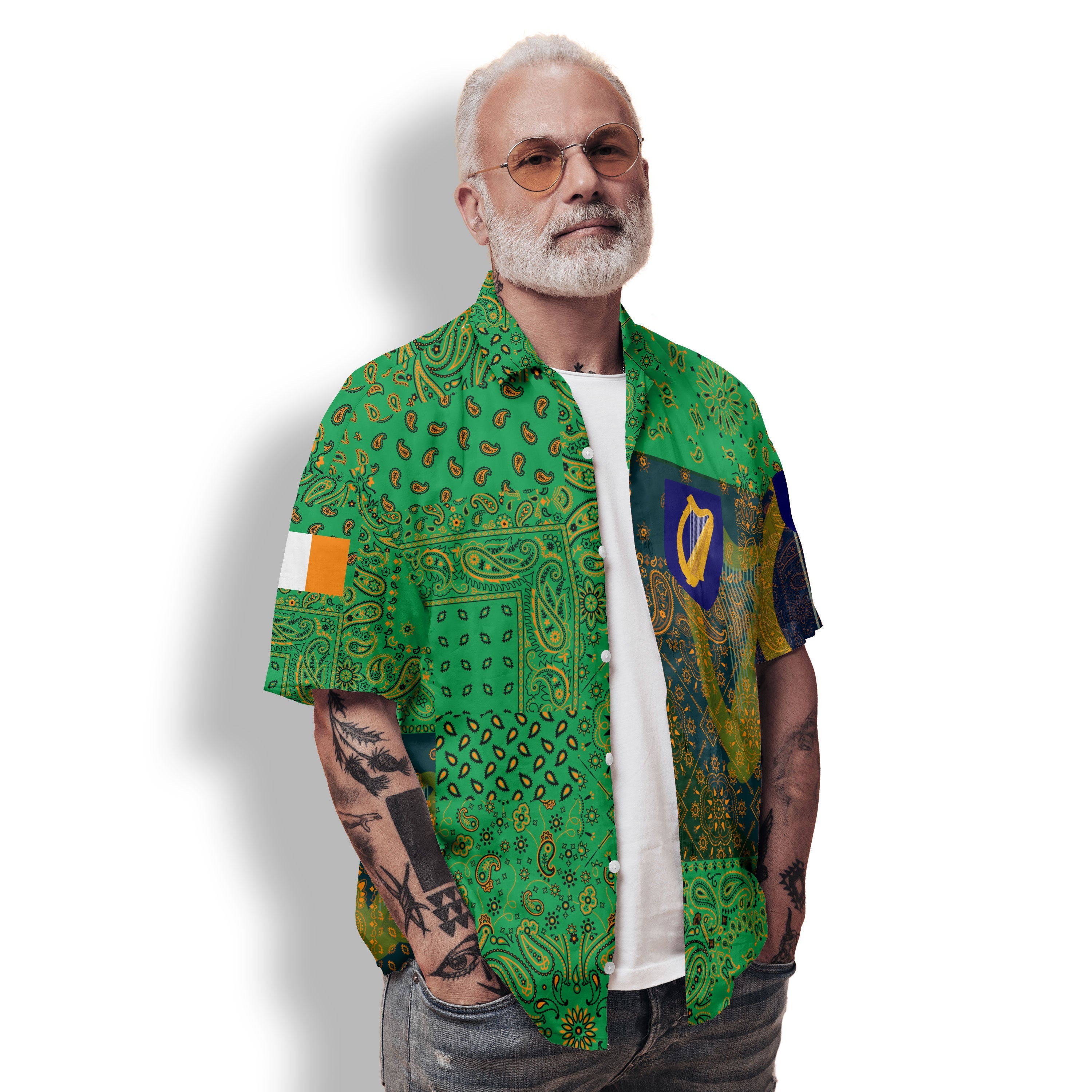 Ireland Hawaiian Shirt Paisley Flag And Skull Style 2