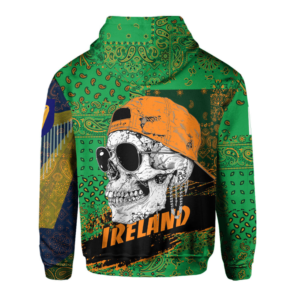 Ireland Hoodie Paisley Flag And Skull Style 3