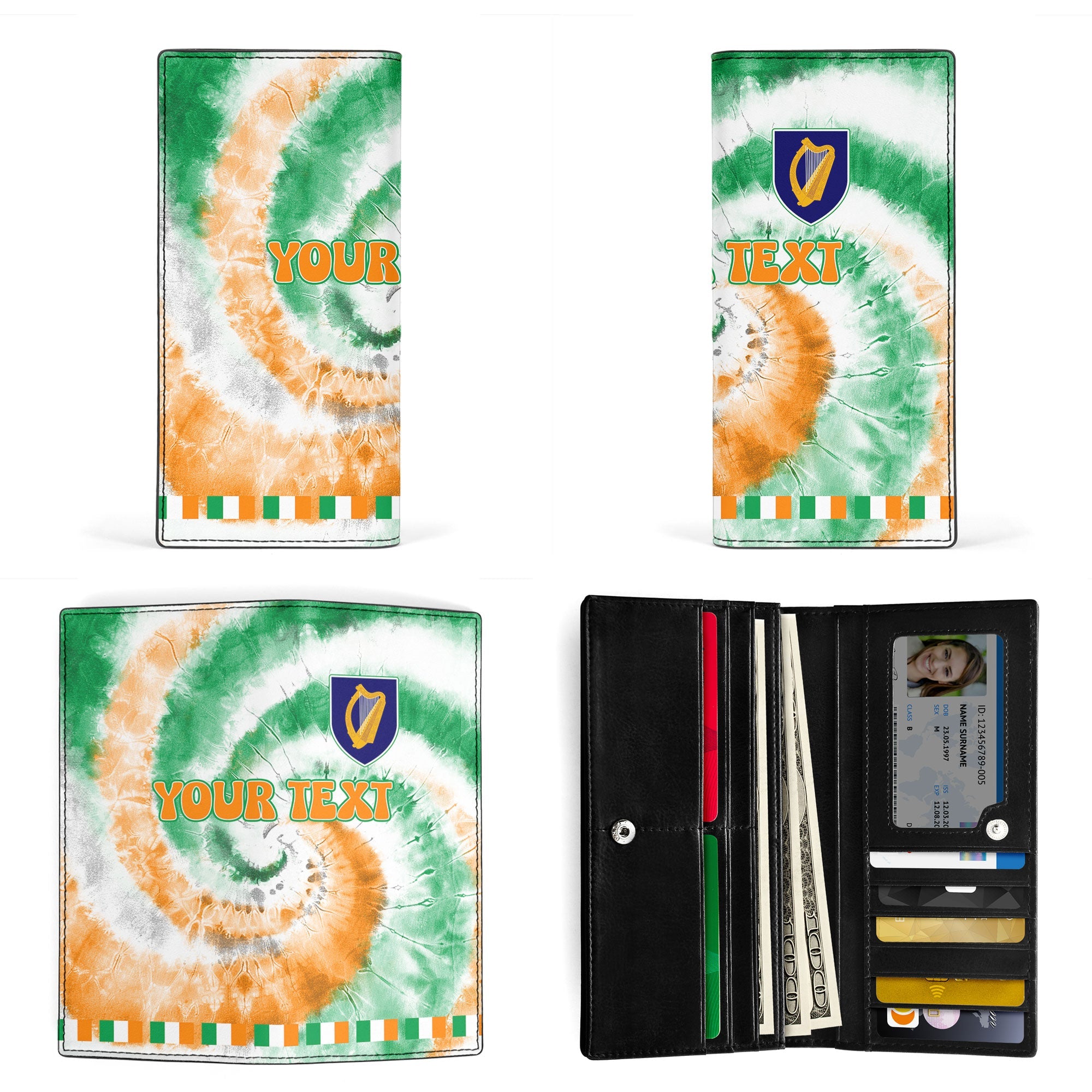 Ireland Leather Wallet Custom Tie Dye Style 3