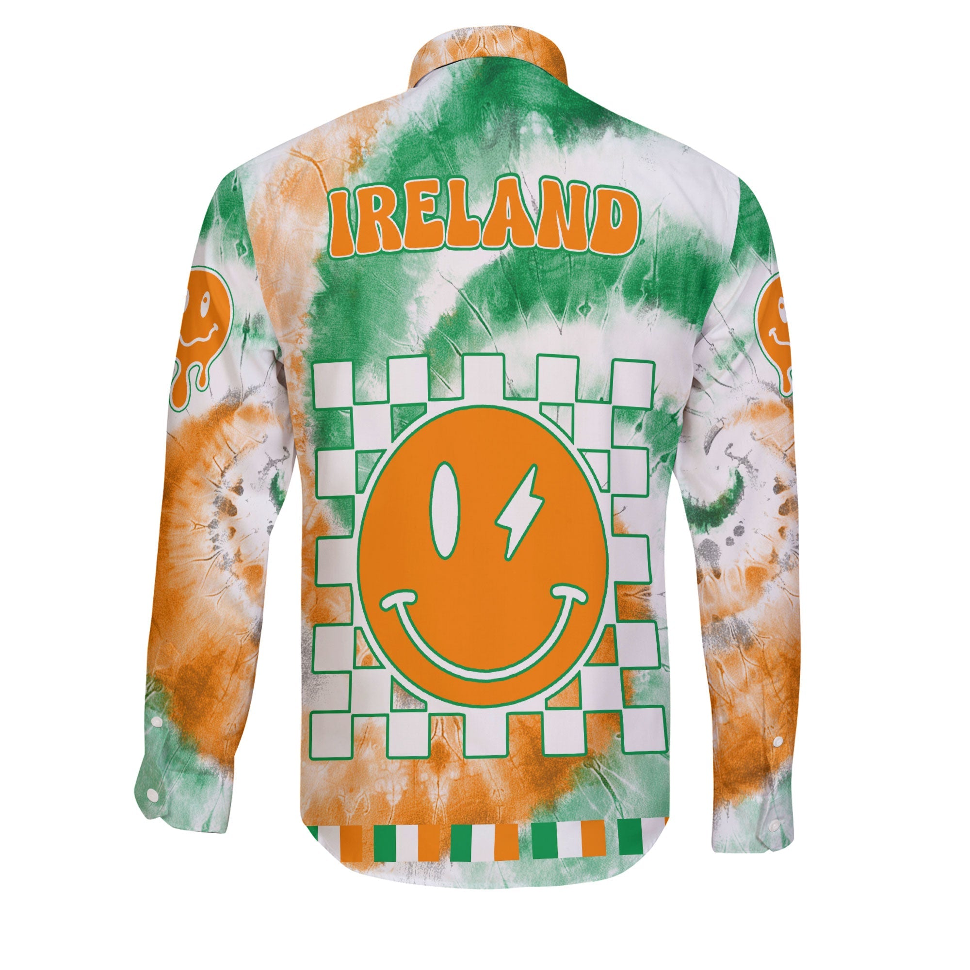 Ireland Long Sleeve Button Shirt Custom Tie Dye Style 2