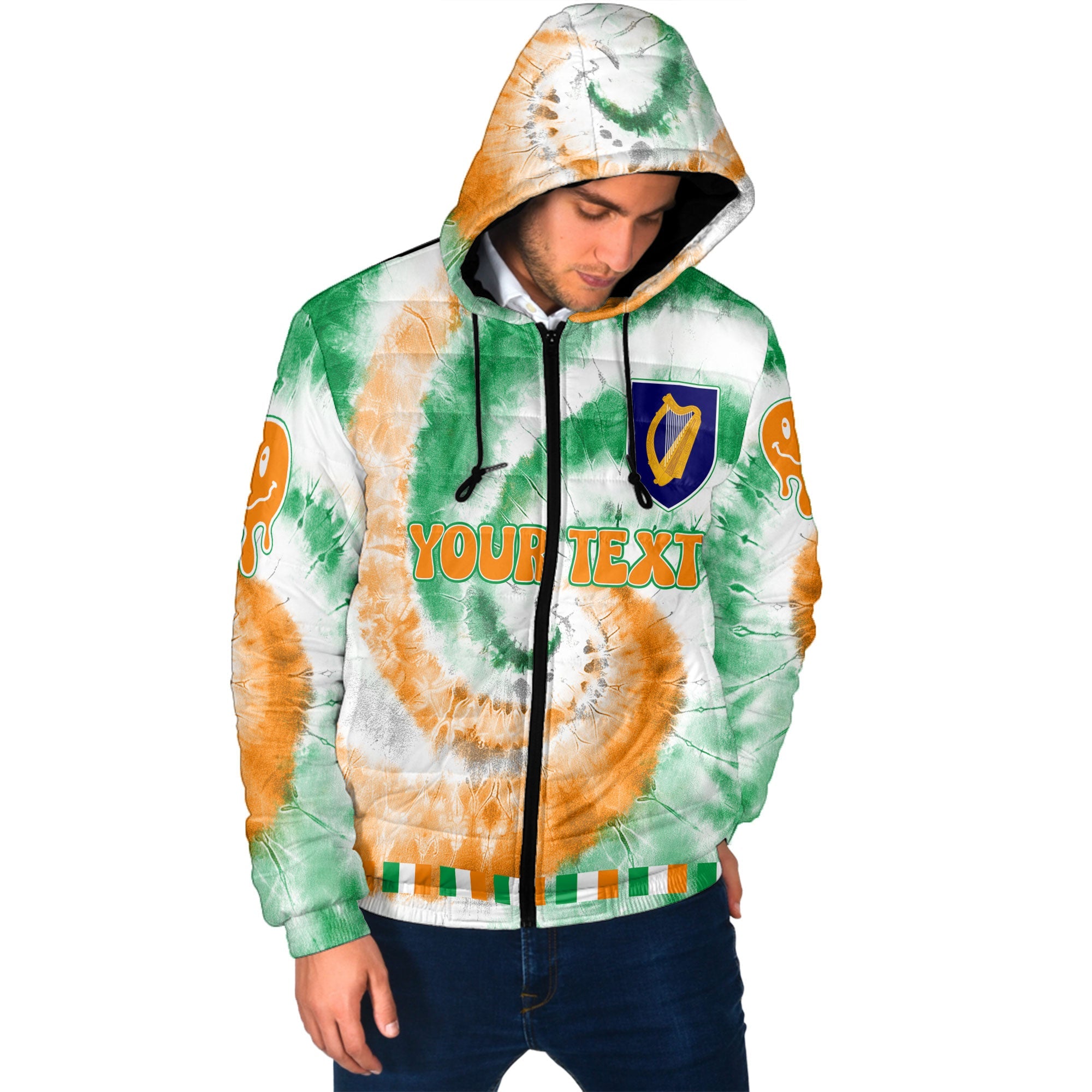 Ireland Men Hooded Padded Jacket Custom Tie Dye Style 2