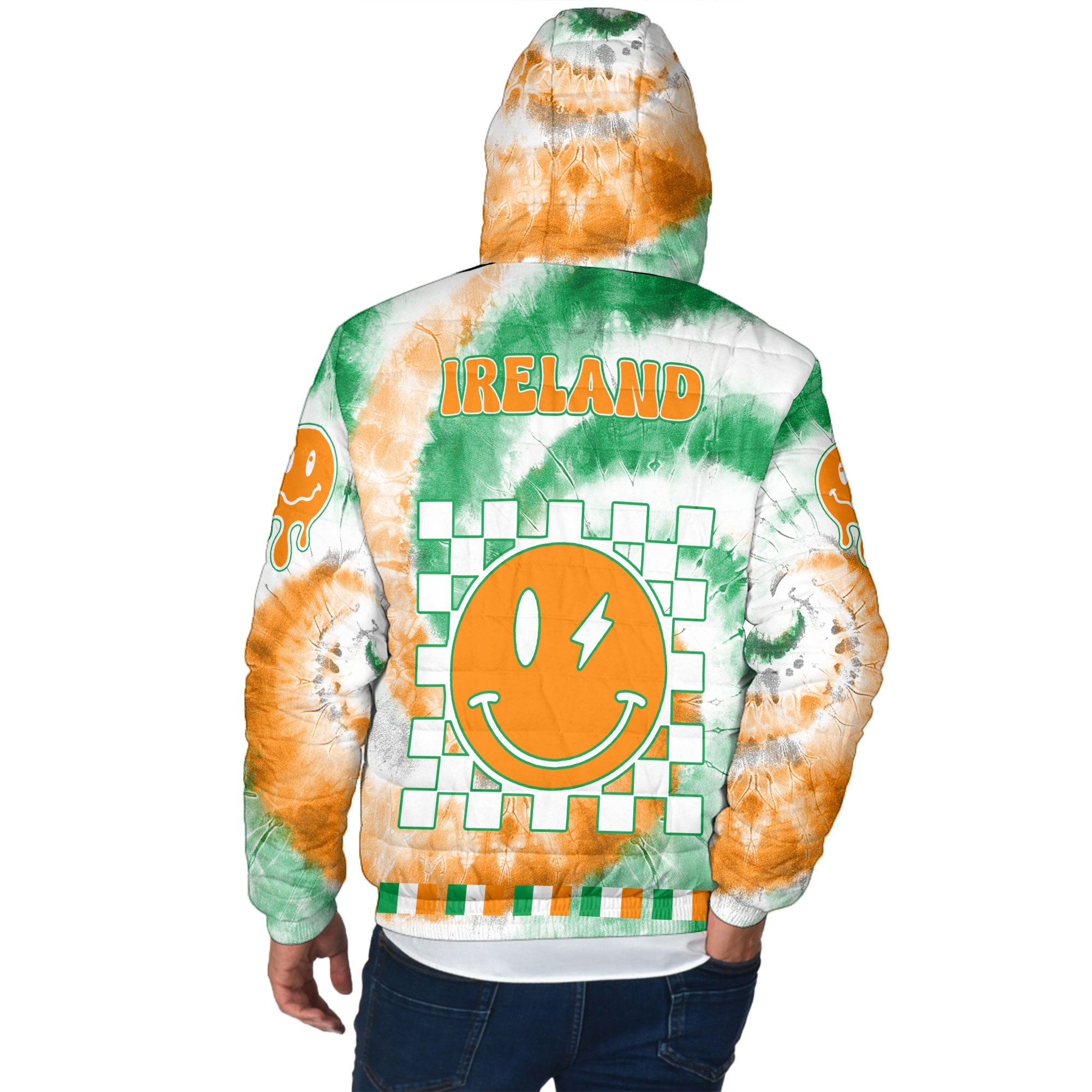 Ireland Men Hooded Padded Jacket Custom Tie Dye Style 3