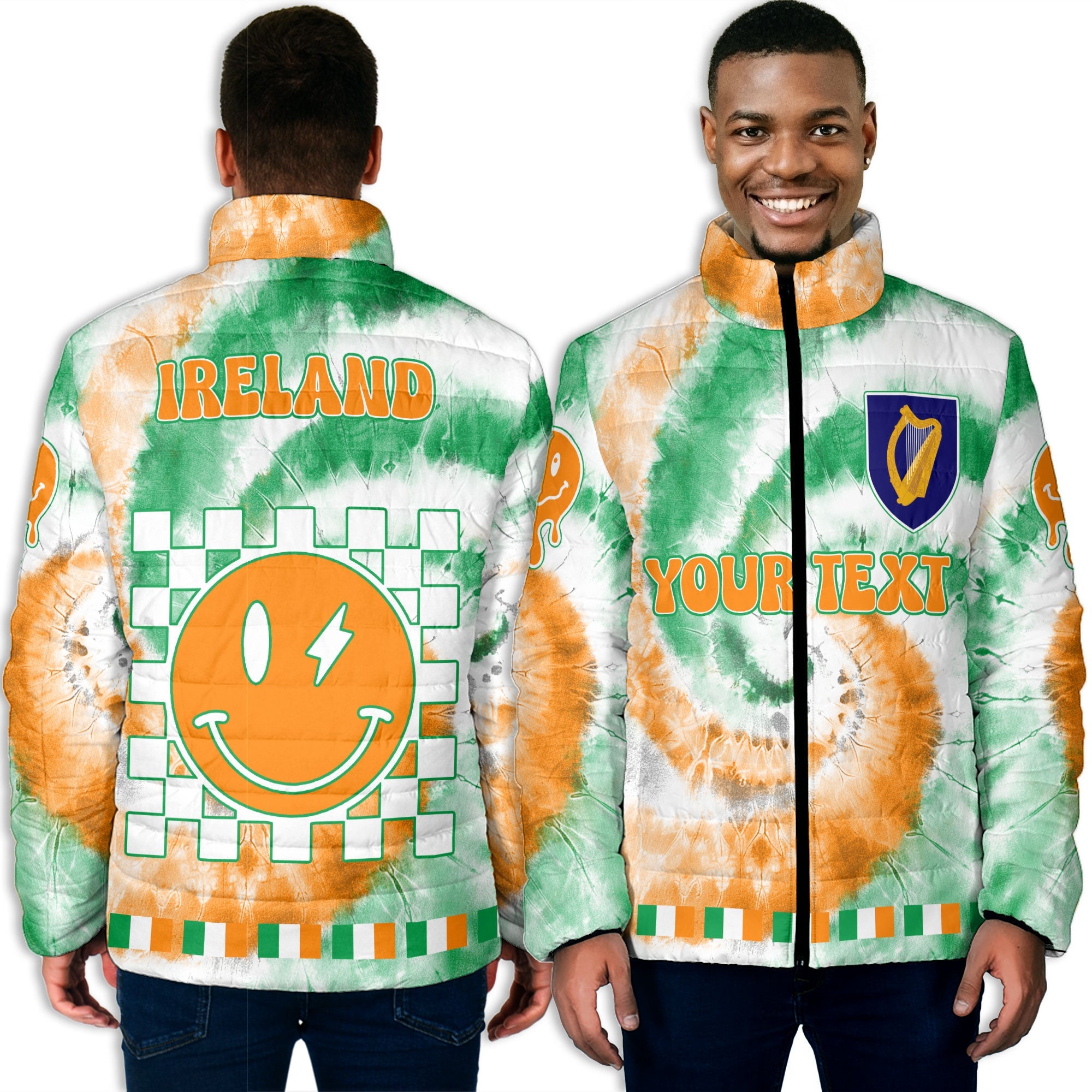 Ireland Men Padded Jacket Custom Tie Dye Style 5