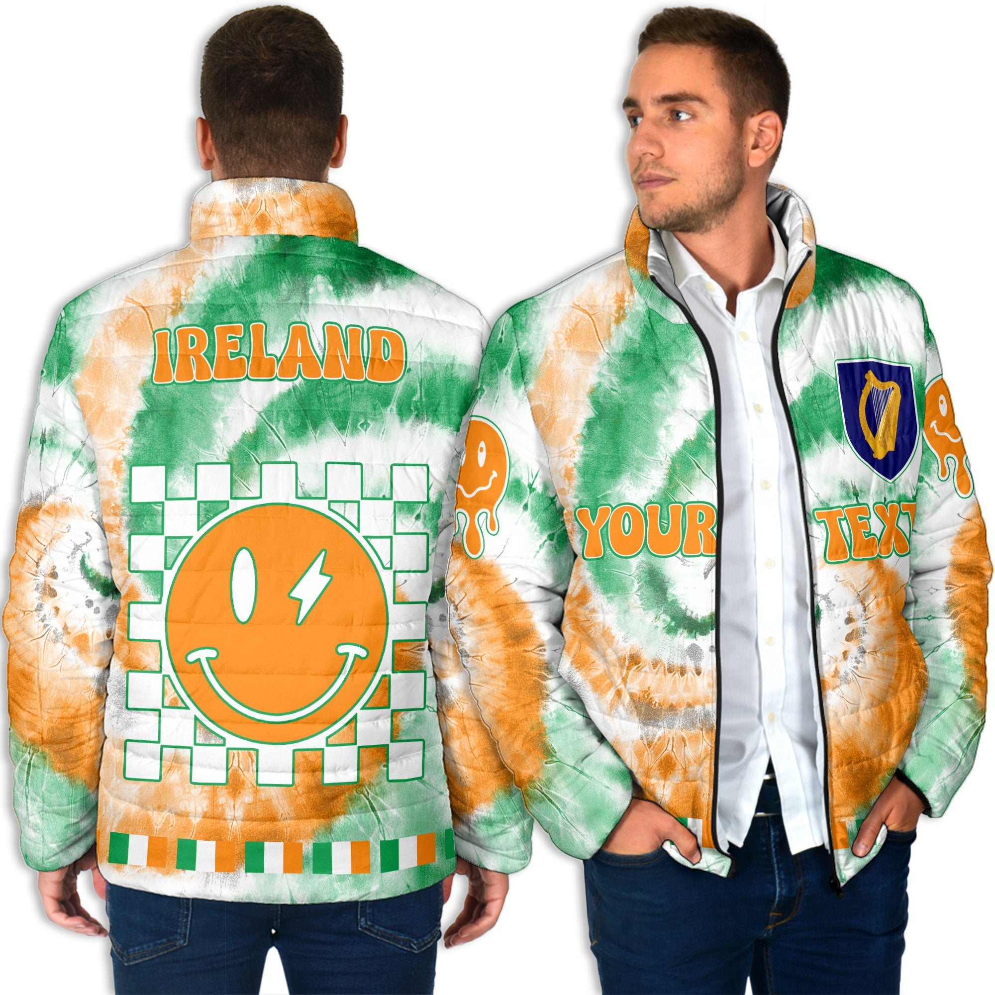 Ireland Men Padded Jacket Custom Tie Dye Style 6