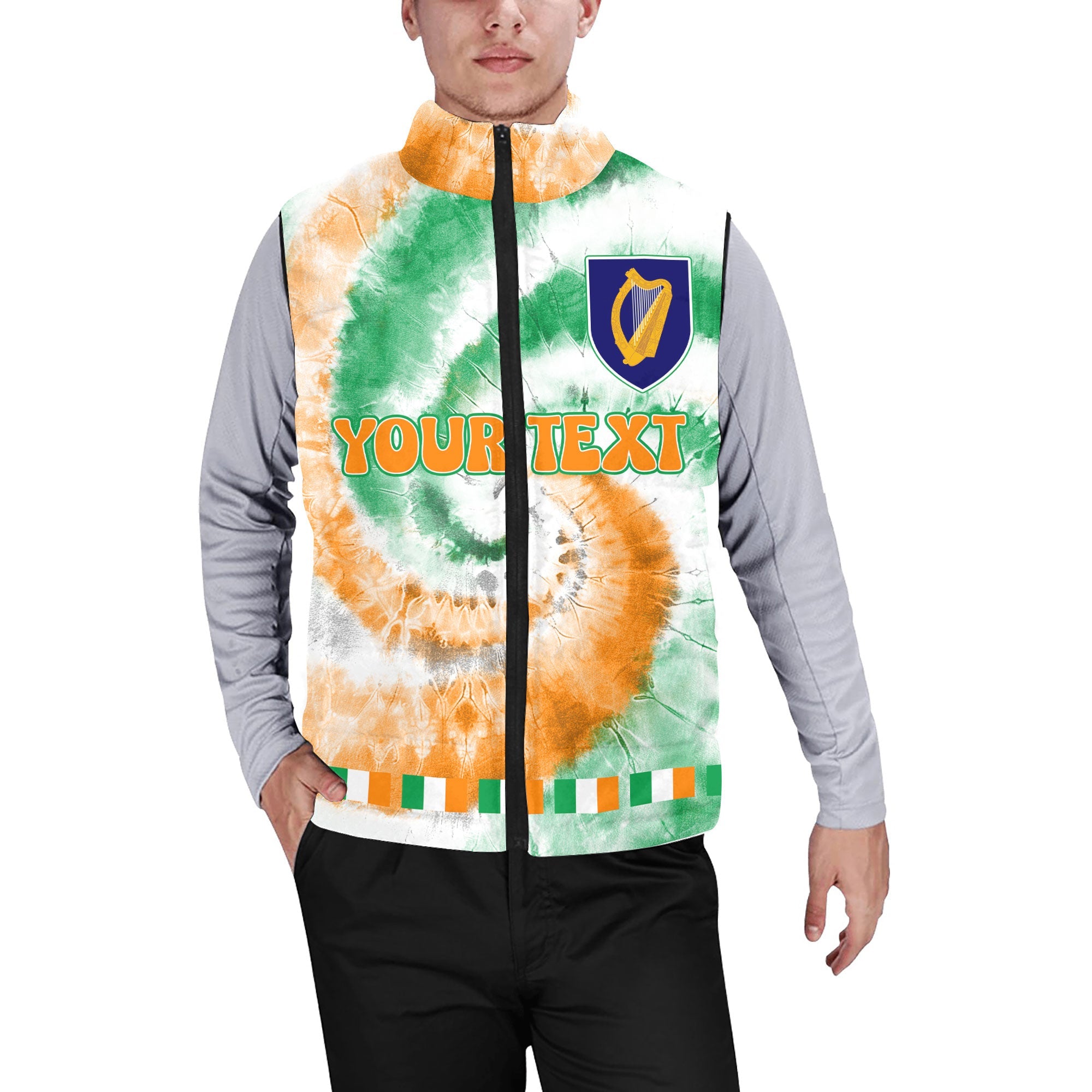 Ireland Men Padded Jacket Vest Custom Tie Dye Style 1