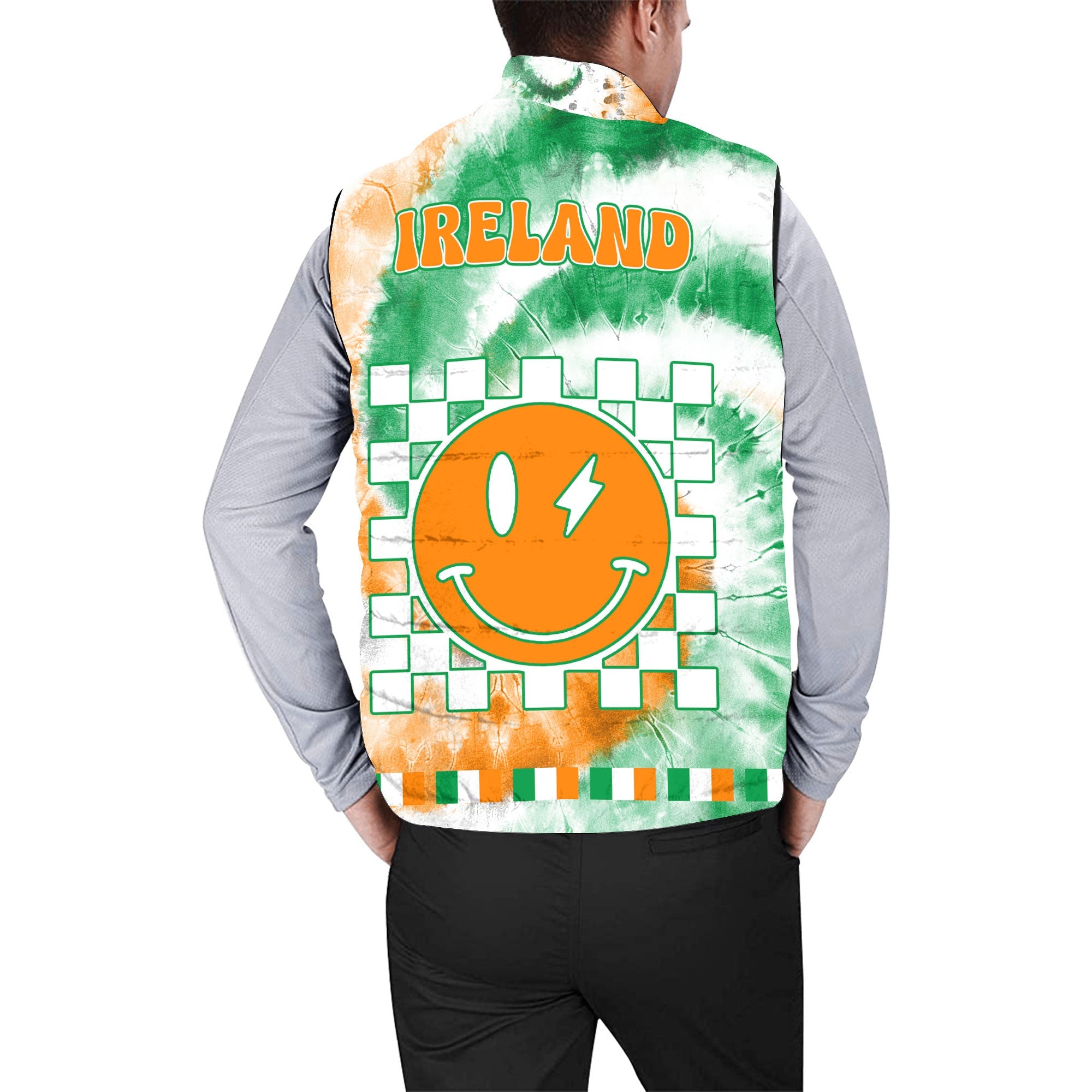 Ireland Men Padded Jacket Vest Custom Tie Dye Style 2