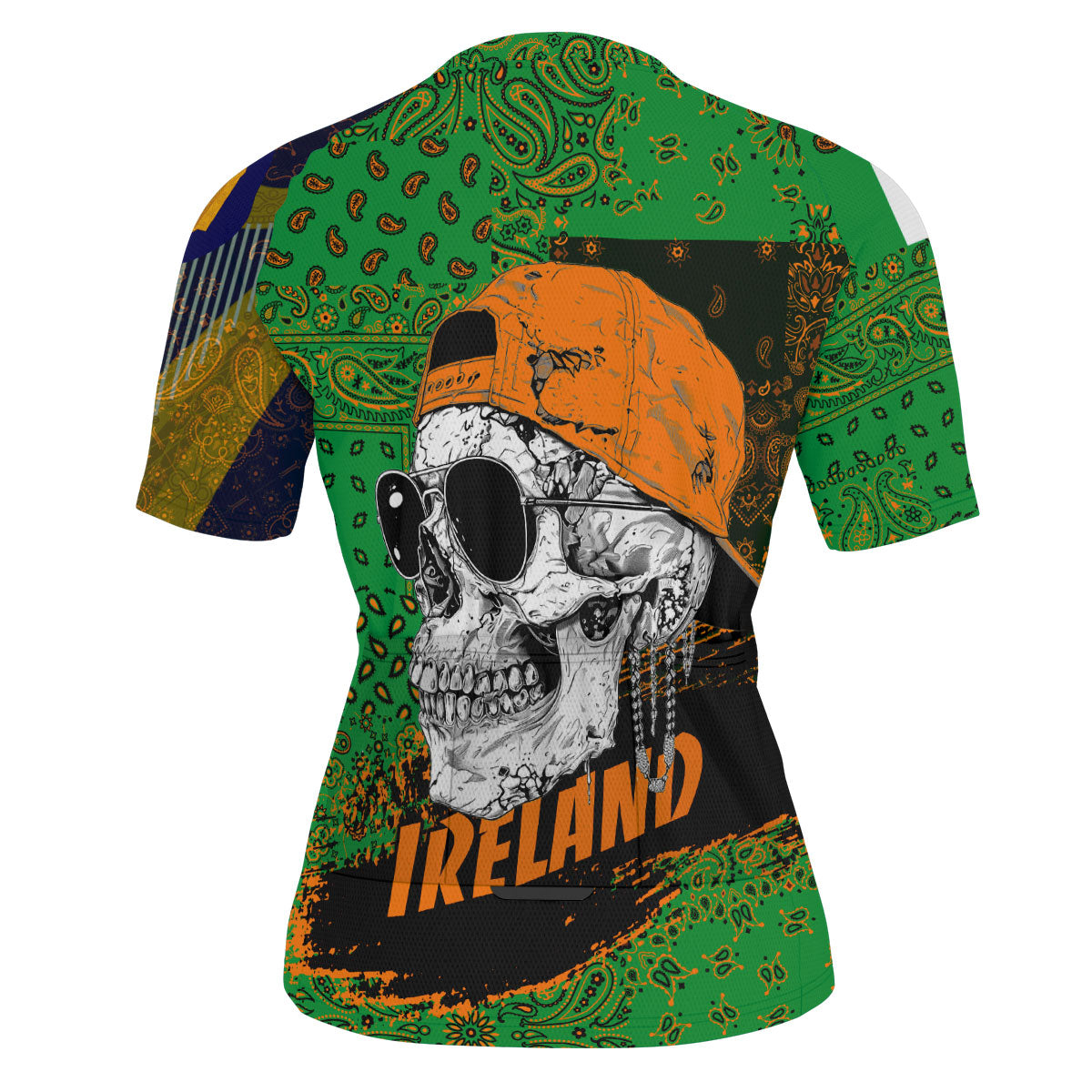 Ireland Men Cycling Jersey Paisley Flag And Skull Style 3