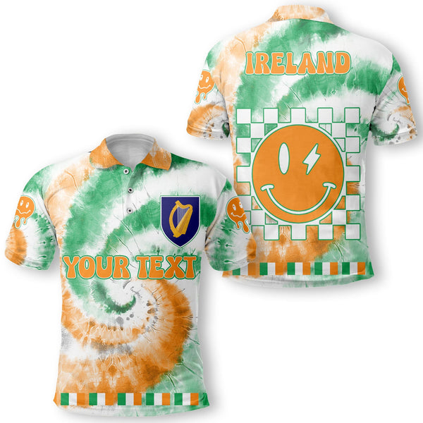 Ireland Polo Shirt Custom Tie Dye Style 1