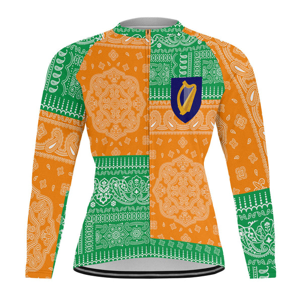 Ireland Raglan Men Cycling Jersey Long Sleeve Flag And Paisley Basic Style 1