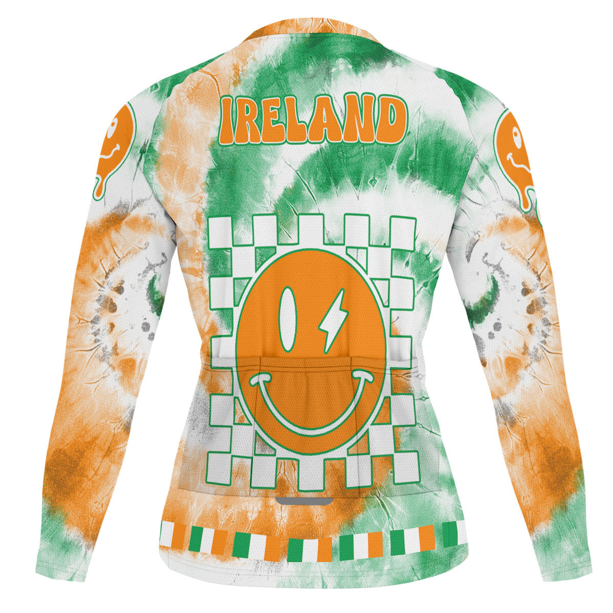 Ireland Raglan Men Cycling Jersey Long Sleeve Custom Tie Dye Style 1