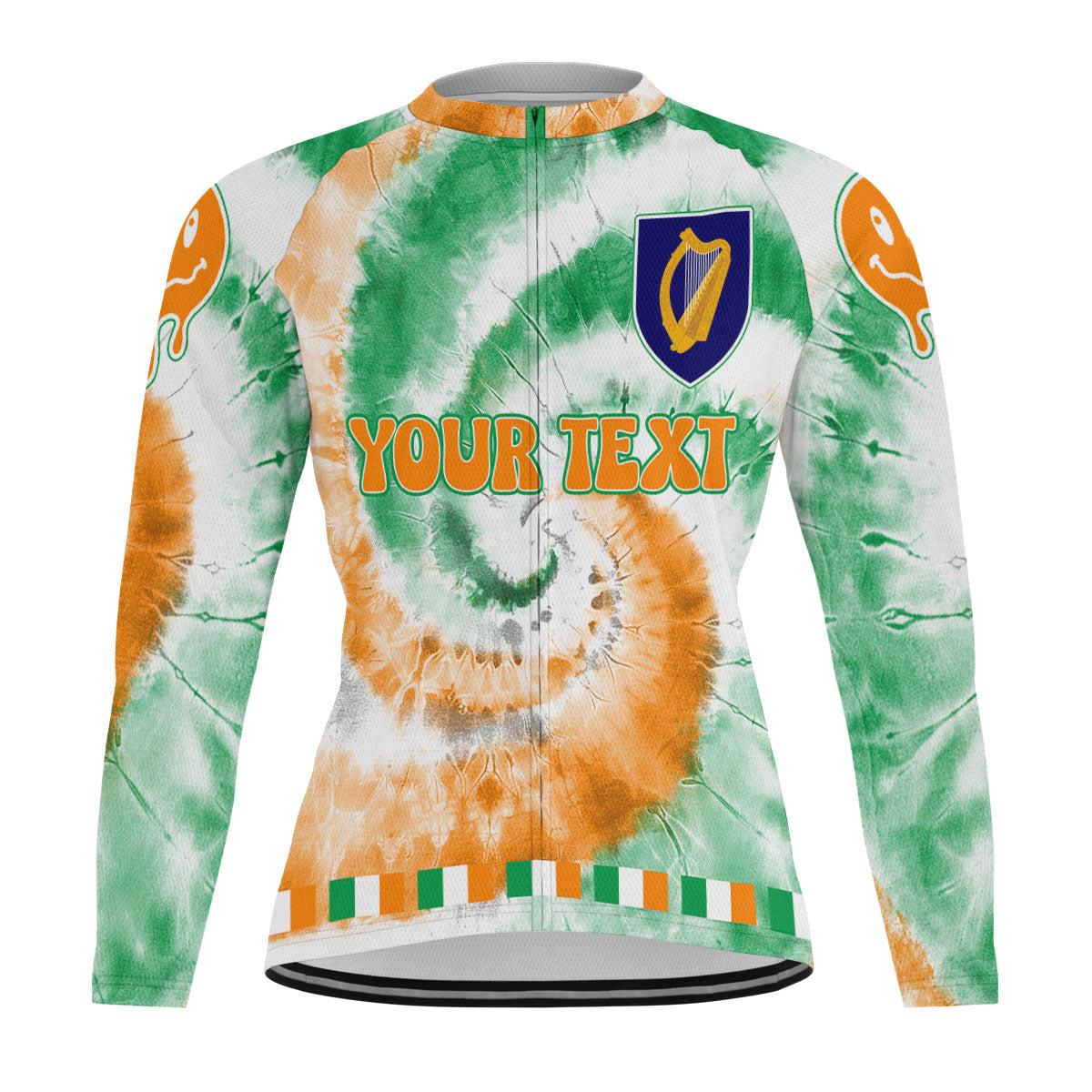 Ireland Raglan Men Cycling Jersey Long Sleeve Custom Tie Dye Style 2