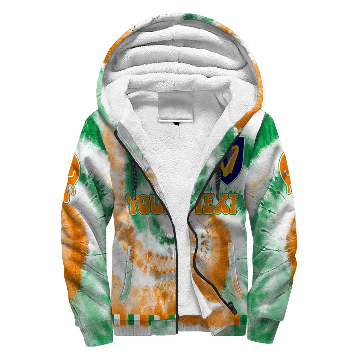 Ireland Sherpa Hoodie Custom Tie Dye Style 3