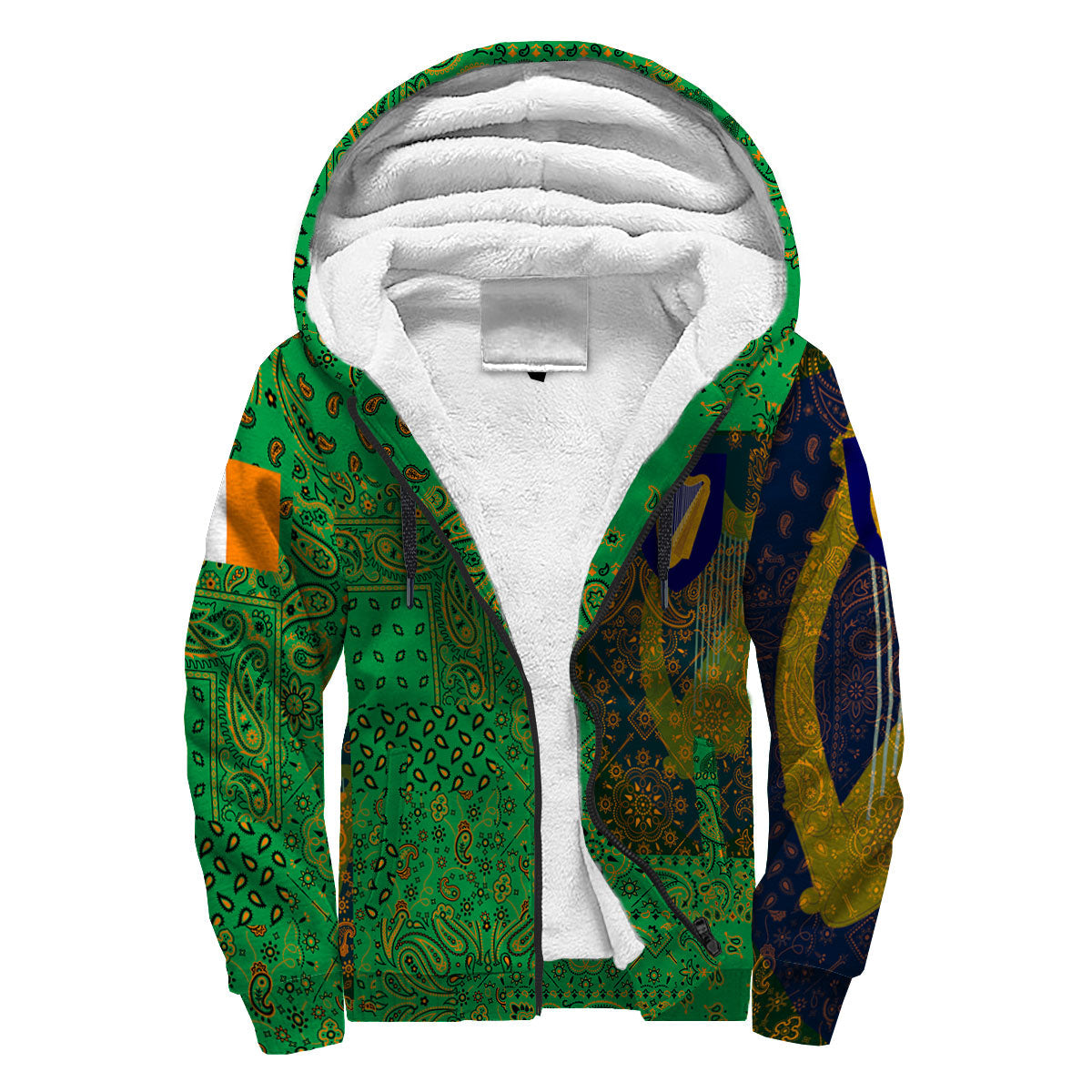 Ireland Sherpa Hoodie Paisley Flag And Skull Style 3