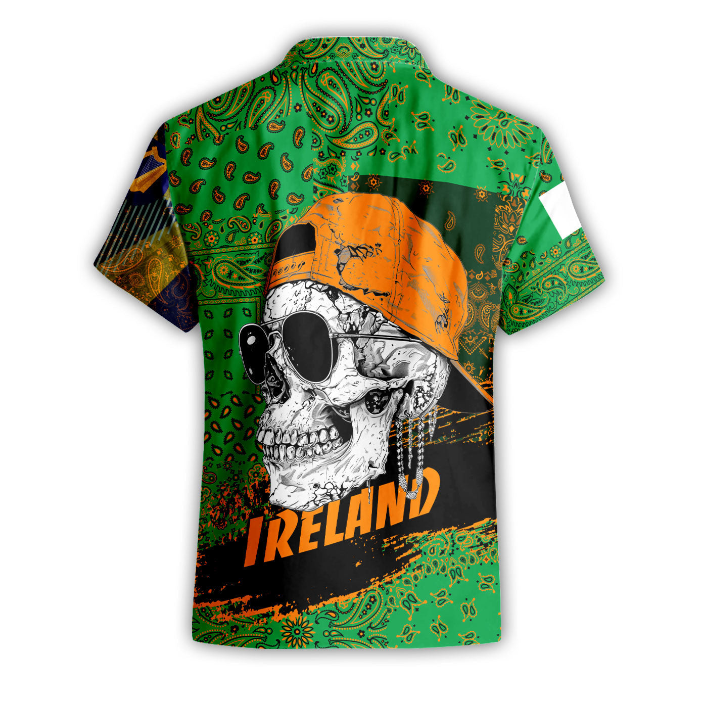 Ireland Short Sleeve Shirt Paisley Flag And Skull Style 2