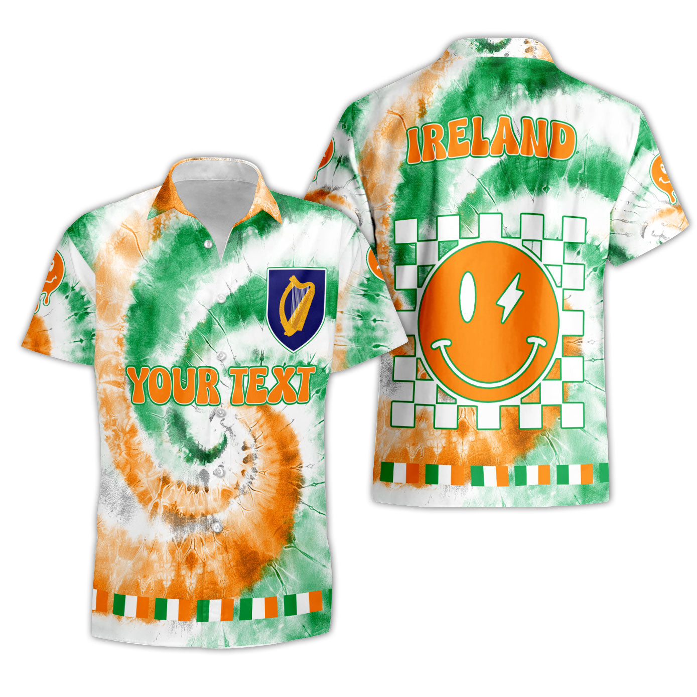 Ireland Short Sleeve Shirt Custom Tie Dye Style 3