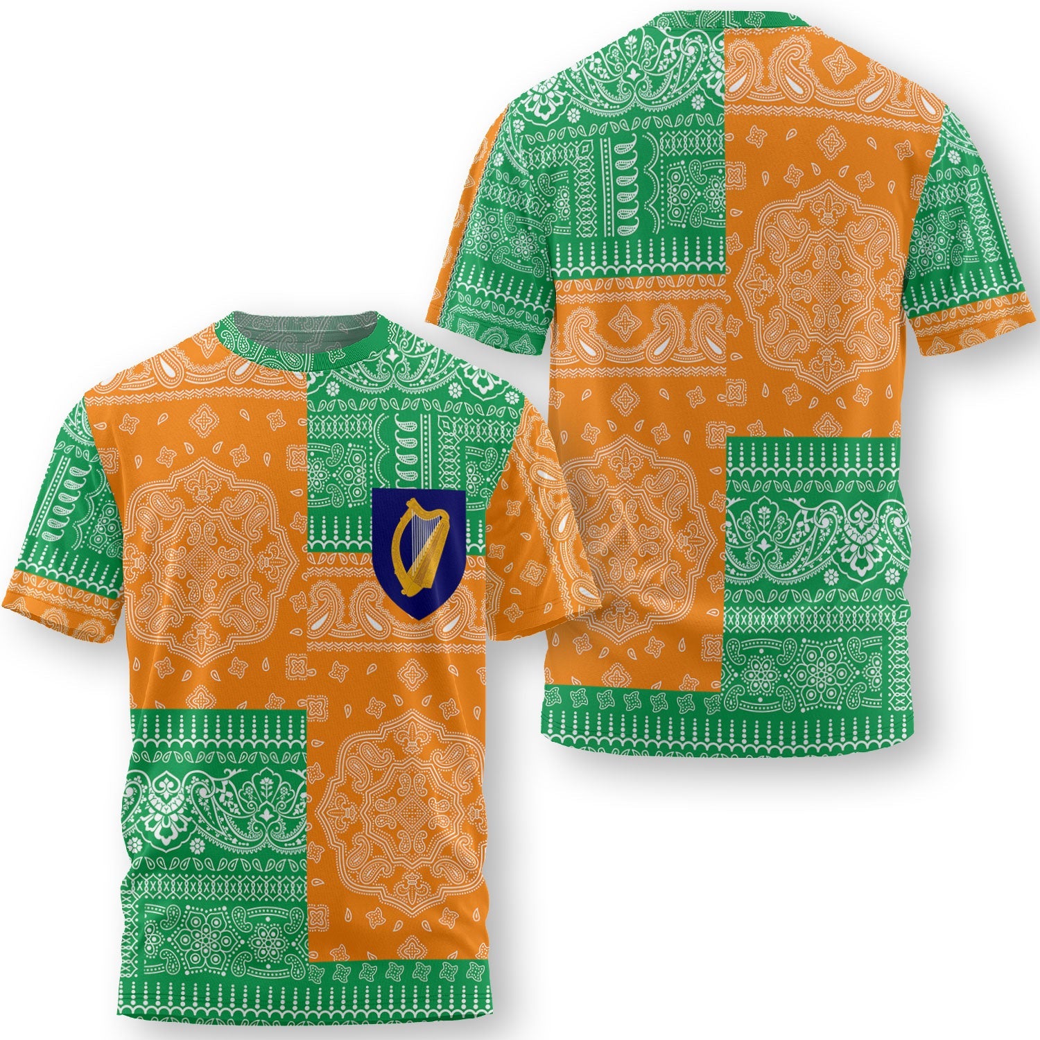 Ireland T Shirt Flag And Paisley Basic Style 1