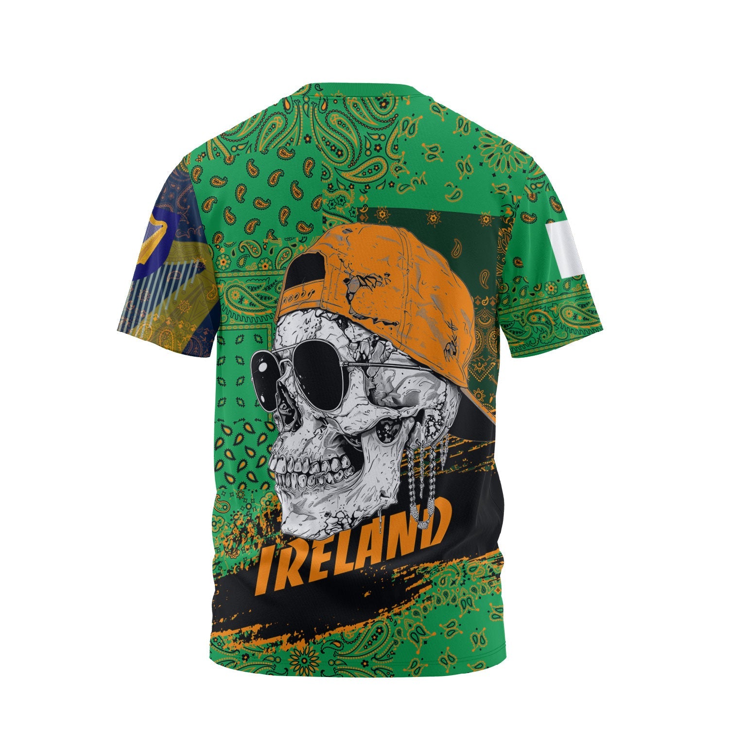 Ireland T Shirt Paisley Flag And Skull Style 2