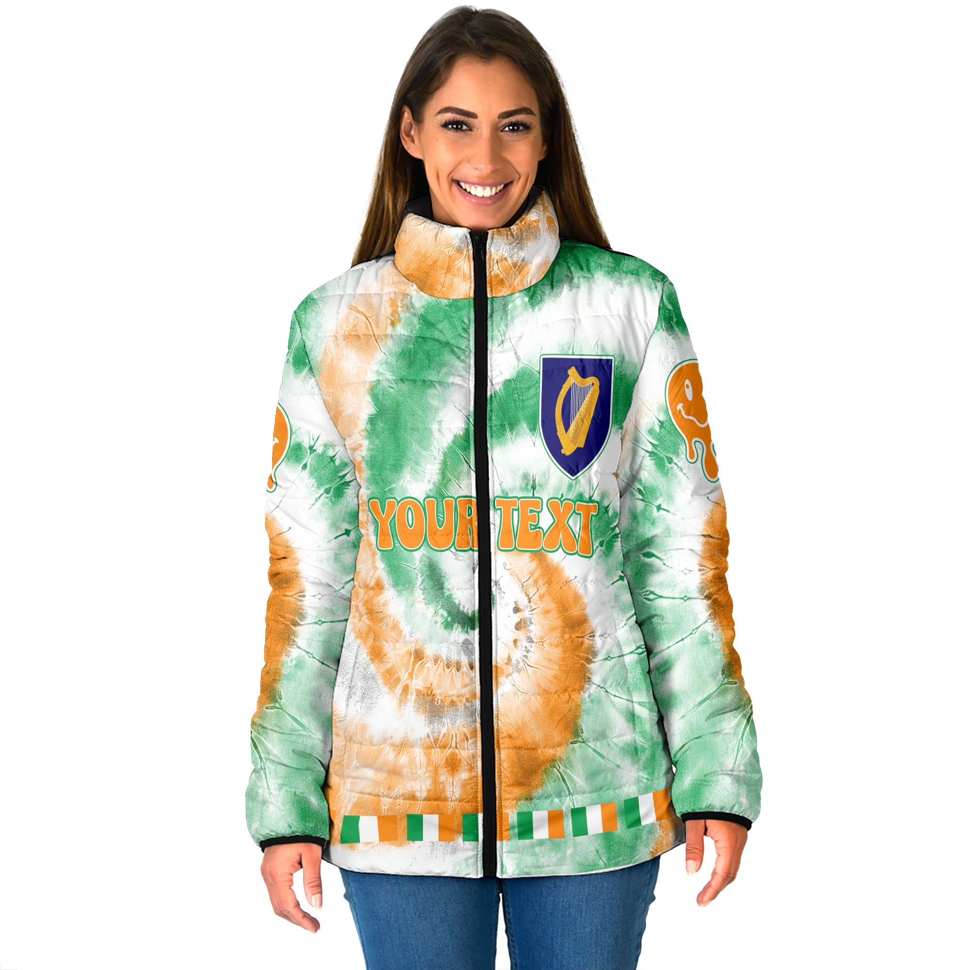 Ireland Women Padded Jacket Custom Tie Dye Style 1