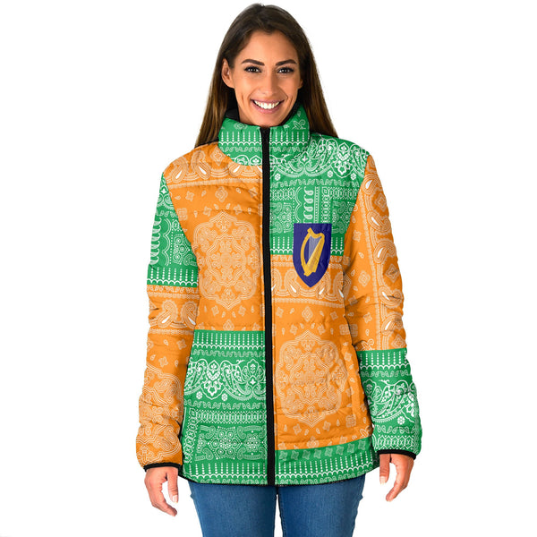 Ireland Women Padded Jacket Flag And Paisley Basic Style 1