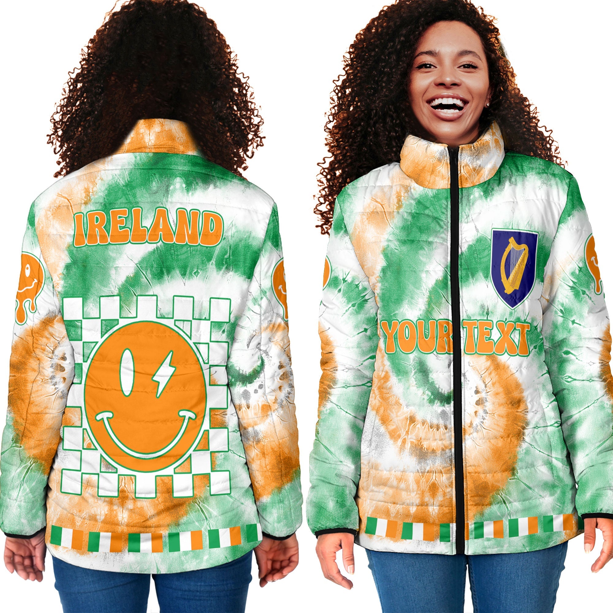 Ireland Women Padded Jacket Custom Tie Dye Style 4