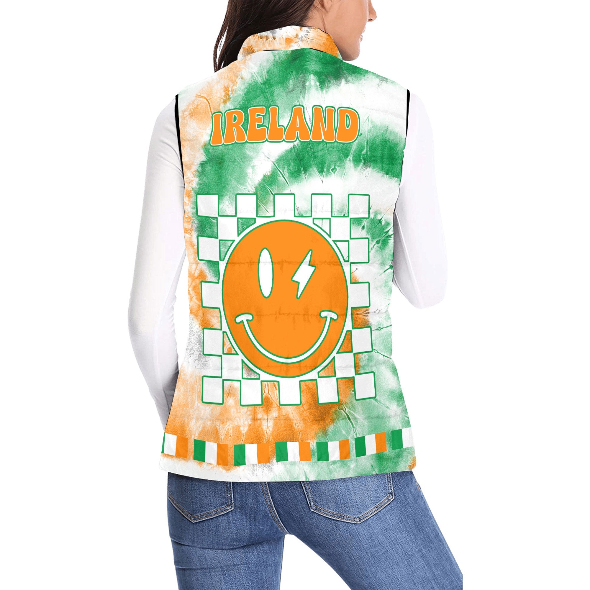 Ireland Women Padded Jacket Vest Custom Tie Dye Style 2