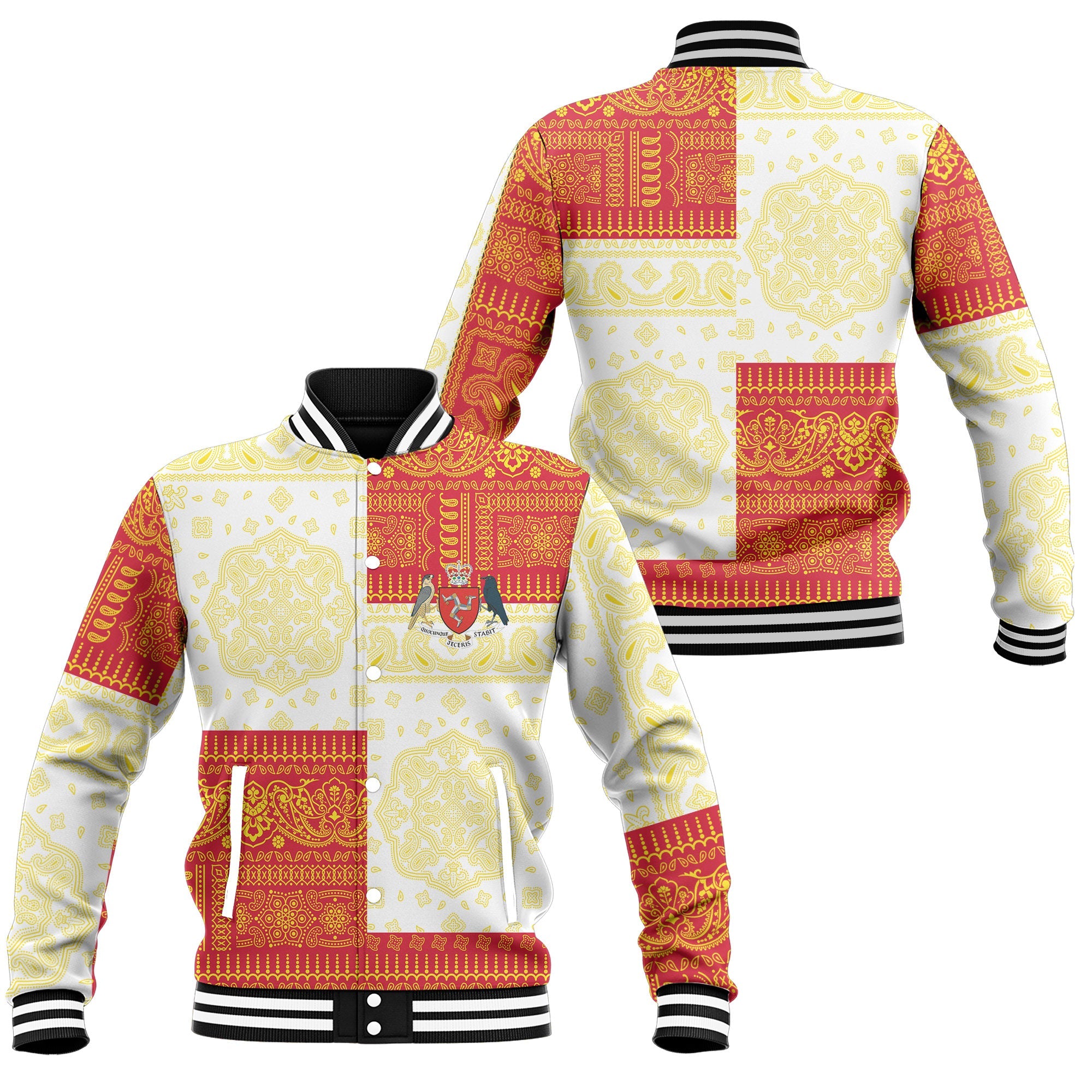 Isle Of Man Baseball Jacket Flag And Paisley Basic Style 1