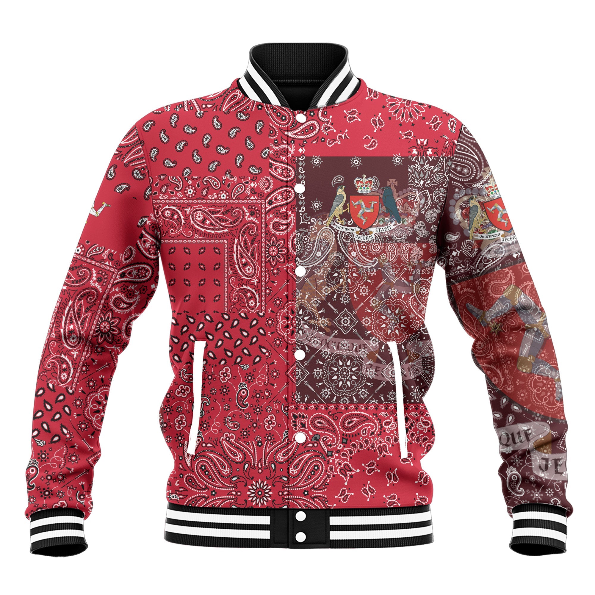 Isle Of Man Baseball Jacket Paisley Flag And Skull Style 2