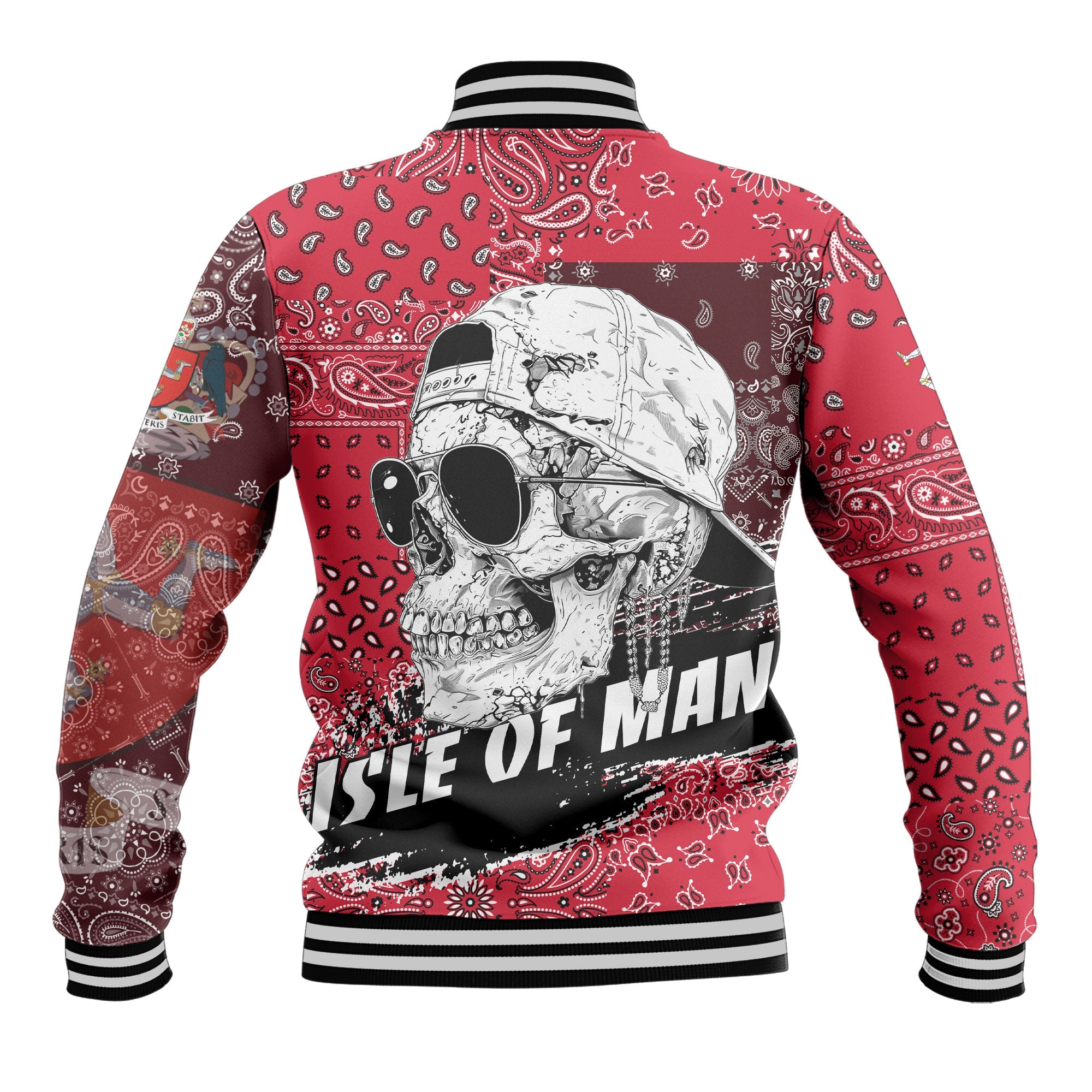 Isle Of Man Baseball Jacket Paisley Flag And Skull Style 3