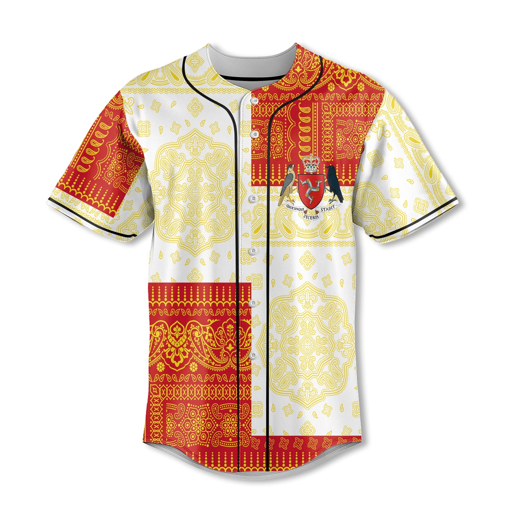 Isle Of Man Baseball Jersey Flag And Paisley Basic Style 2