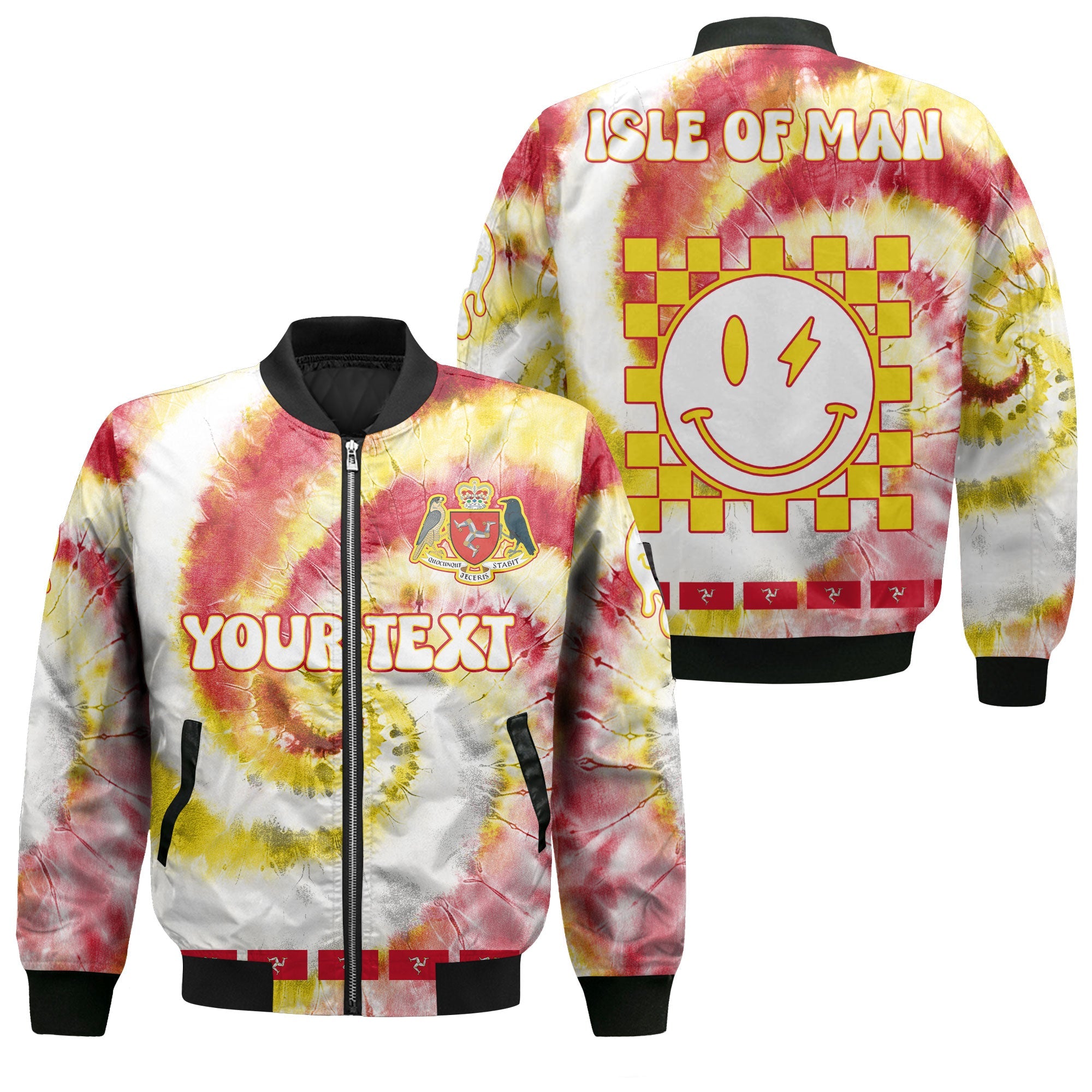 Isle Of Man Bomber Jacket Custom Tie Dye Style 1