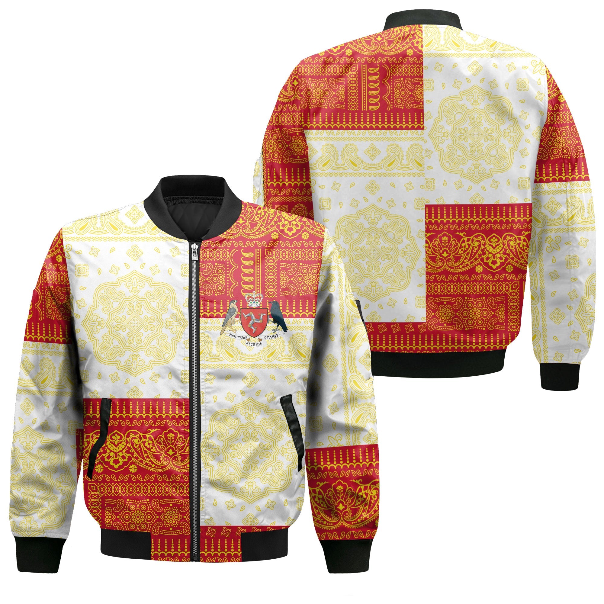 Isle Of Man Bomber Jacket Flag And Paisley Basic Style 1