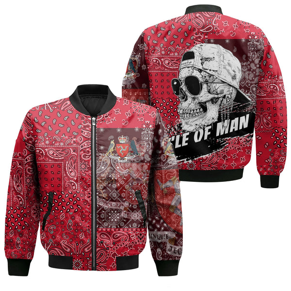 Isle Of Man Bomber Jacket Paisley Flag And Skull Style 1