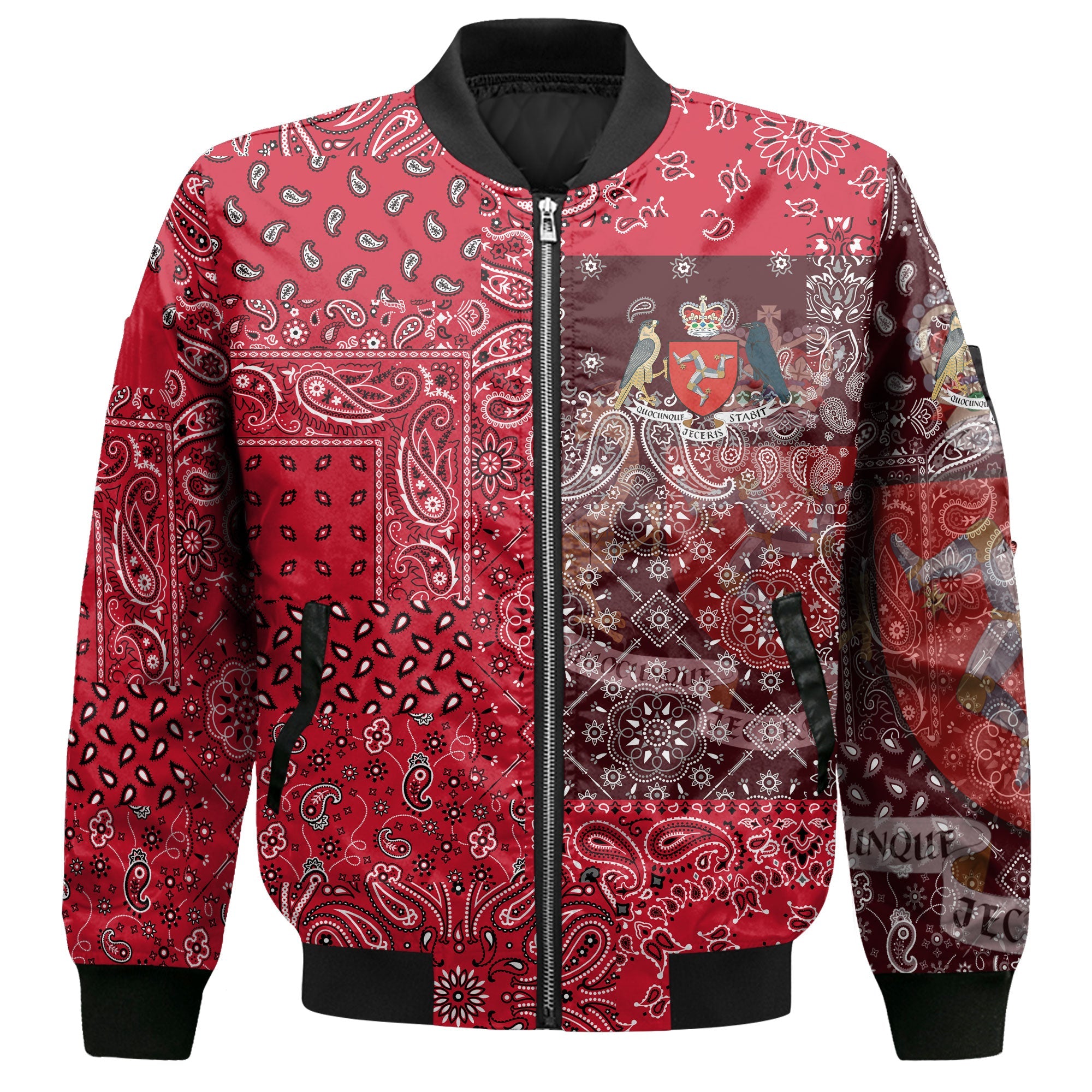 Isle Of Man Bomber Jacket Paisley Flag And Skull Style 2