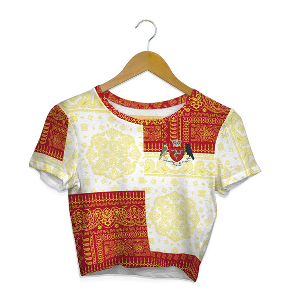 Isle Of Man Croptop T Shirt Flag And Paisley Basic Style 1