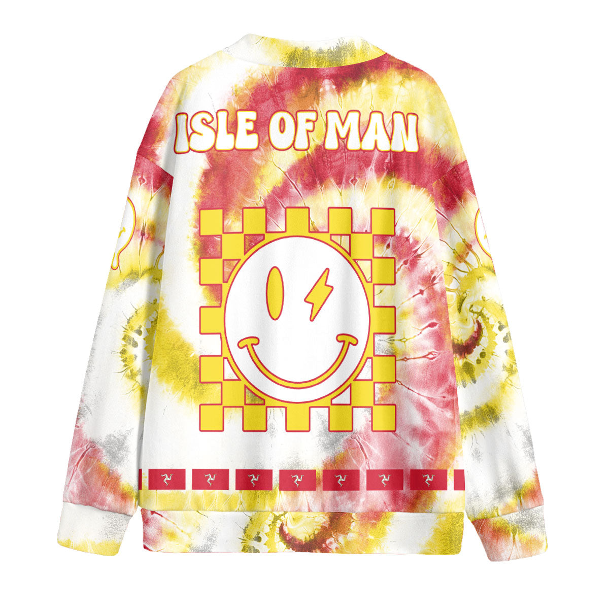 Isle Of Man Fleece Cardigan Custom Tie Dye Style 2