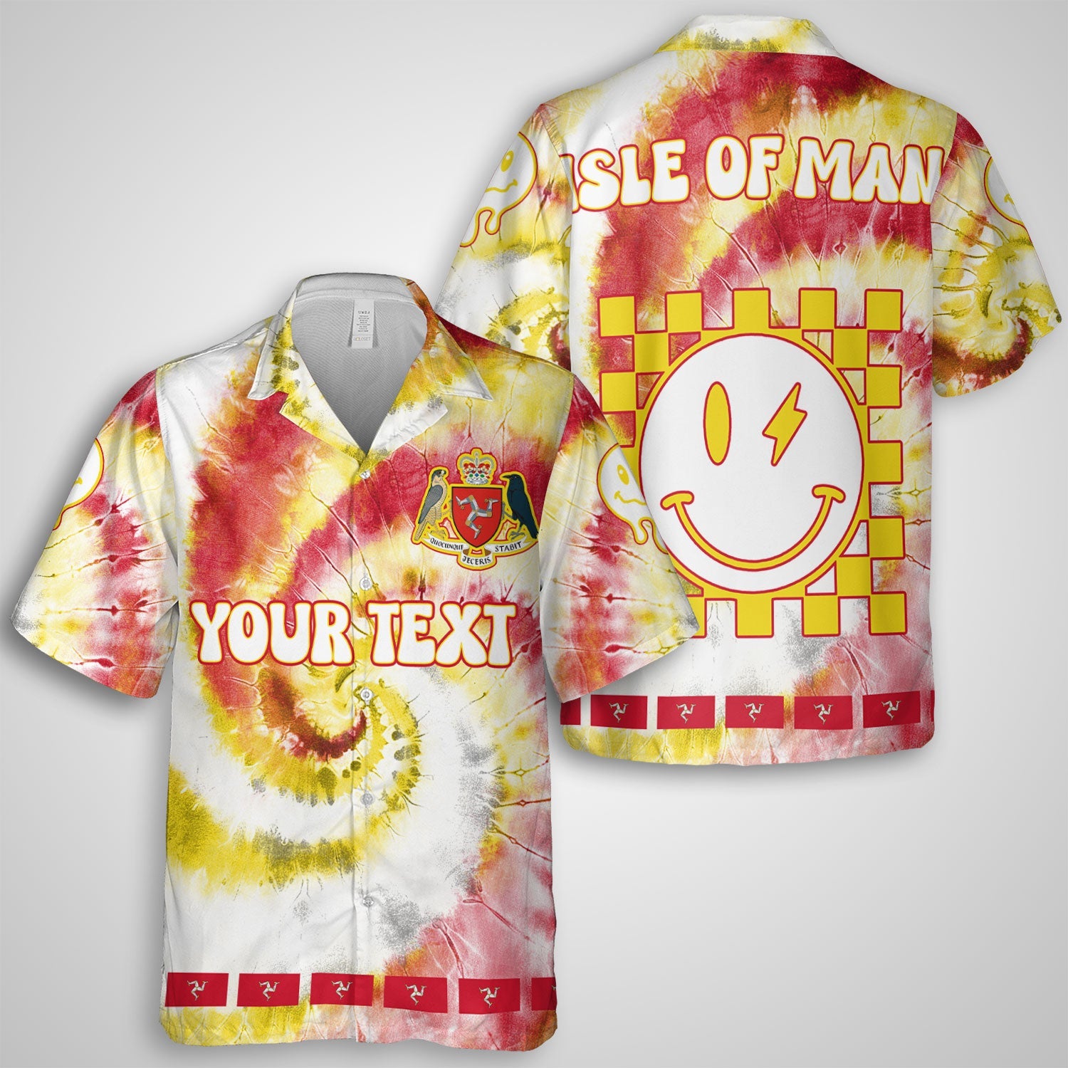 Isle Of Man Hawaiian Shirt Custom Tie Dye Style 1