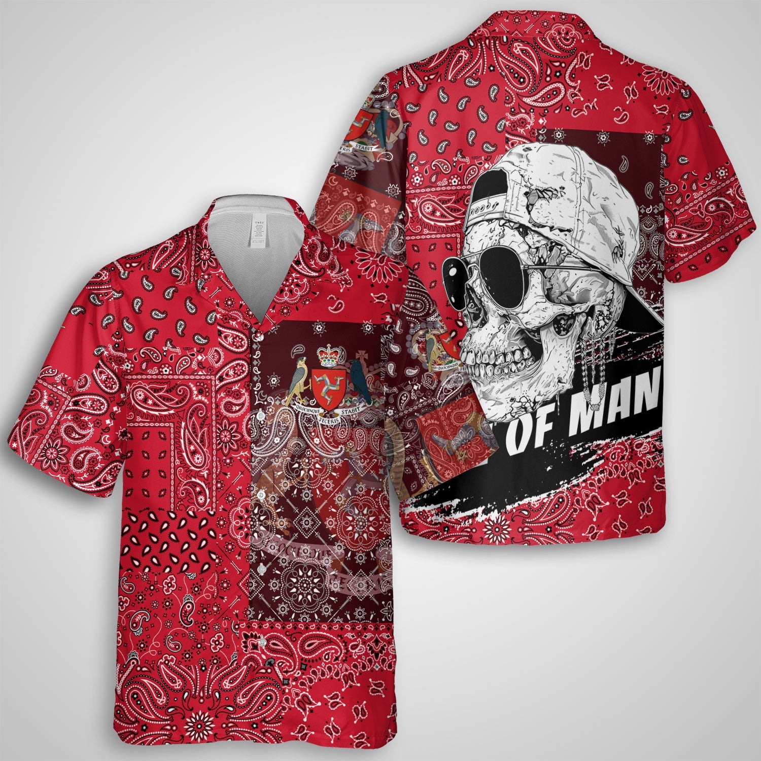 Isle Of Man Hawaiian Shirt Paisley Flag And Skull Style 1