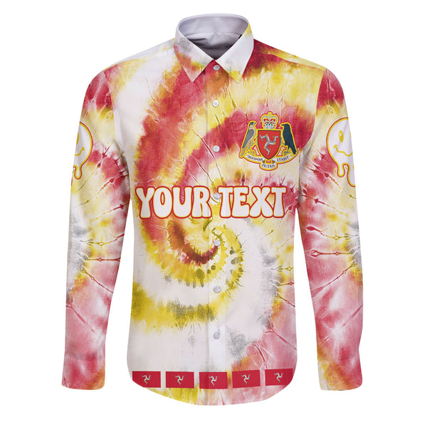 Isle Of Man Long Sleeve Button Shirt Custom Tie Dye Style 1